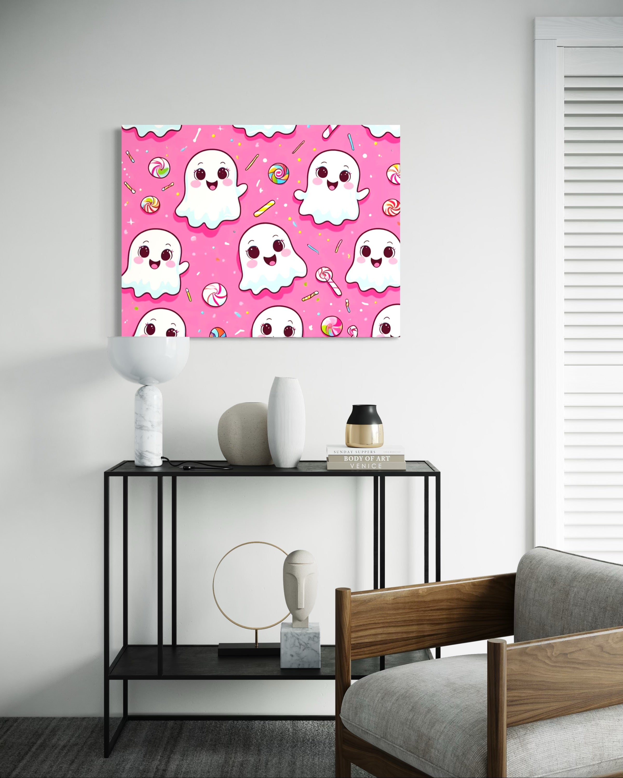 Ghost and Candy Pattern on Pink