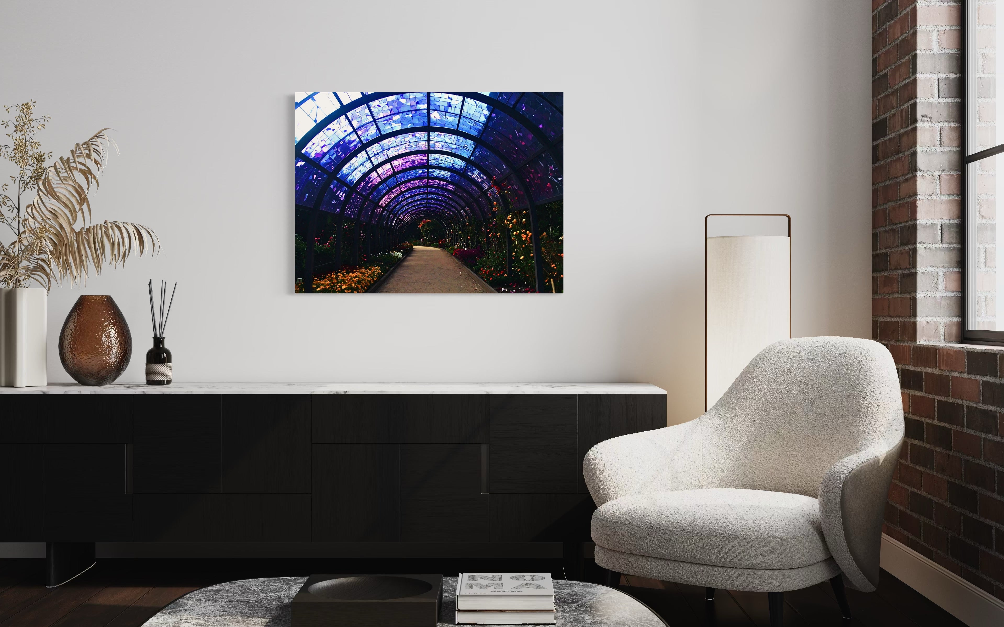 Fall Botanical Garden with Mosaic Stain Glass Ceiling Museum Print