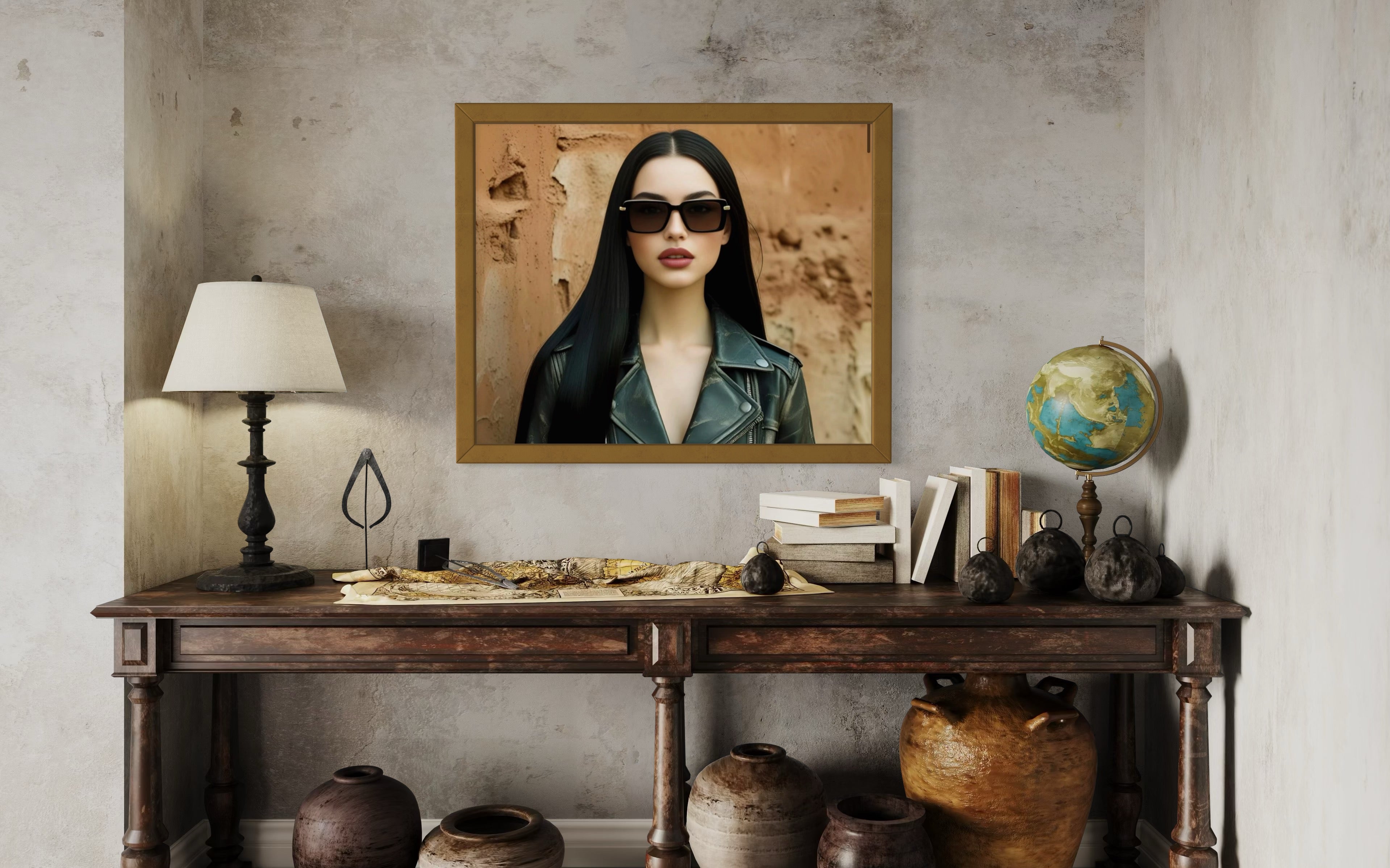 Leather Jacket Clay Wall - Black Hair