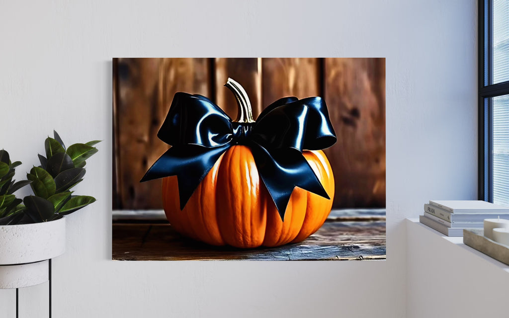Pumpkin with Black Satin Bow