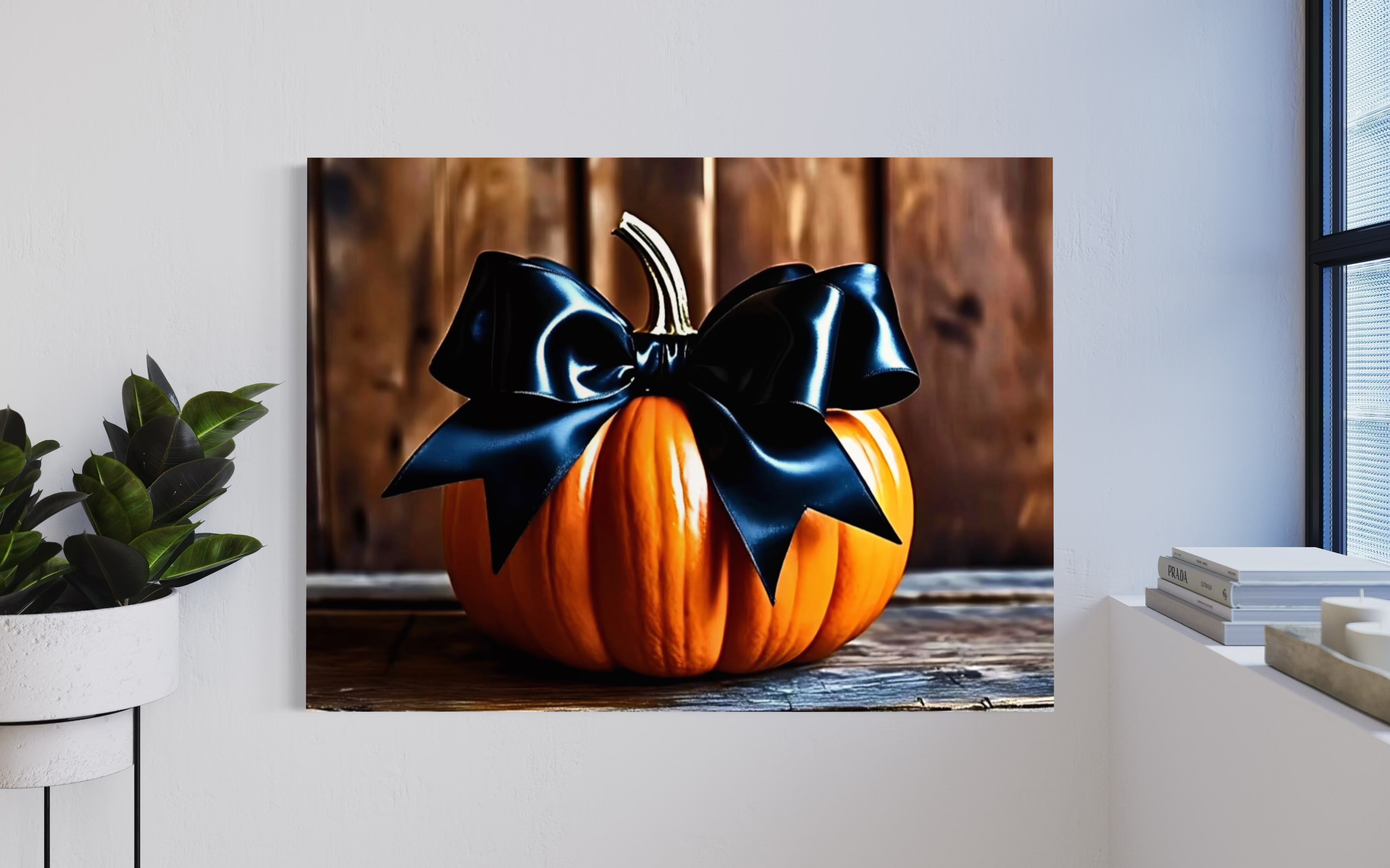 Pumpkin with Black Satin Bow