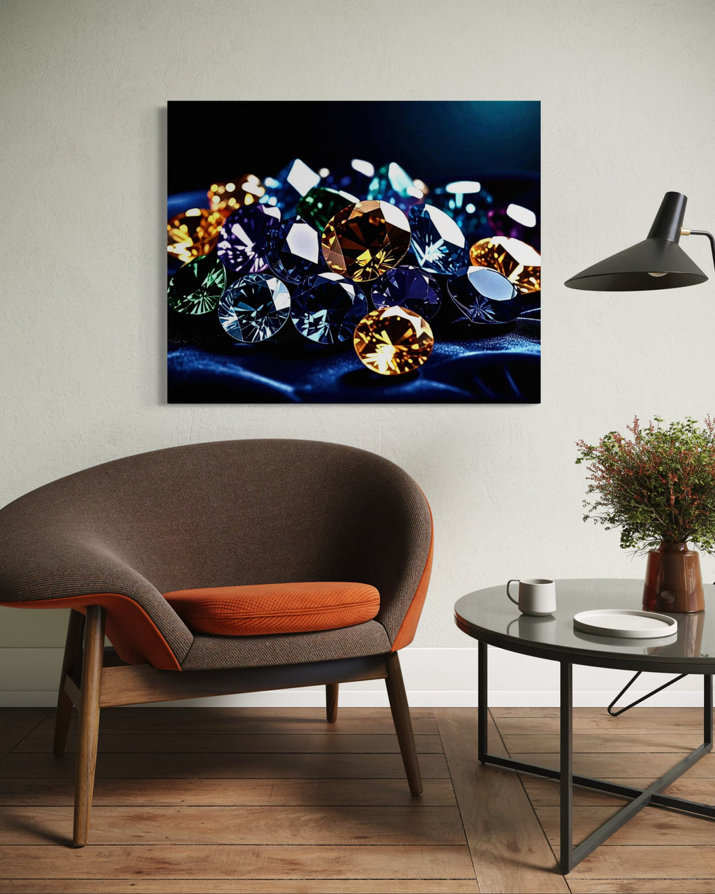 Gems on Plush Navy Velvet Pillow