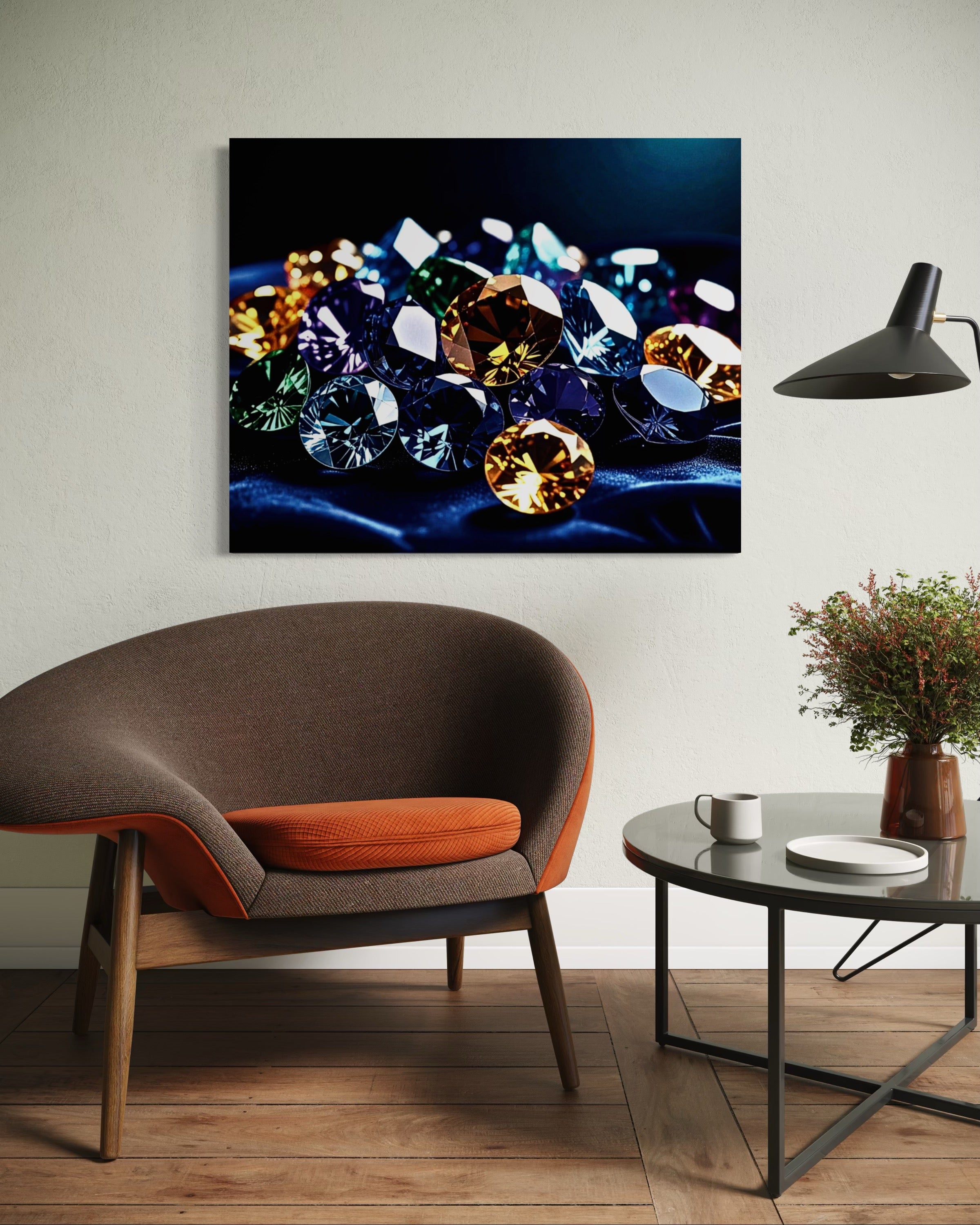 Gems on Plush Navy Velvet Pillow