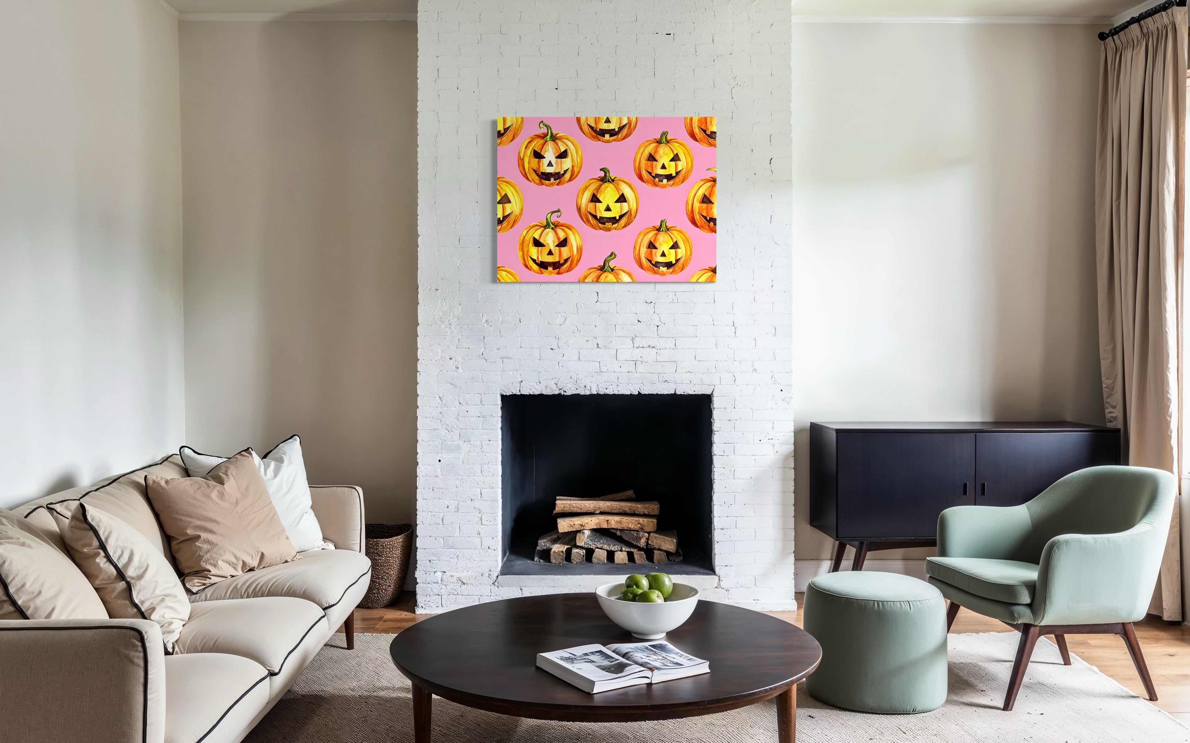 Jack O Lantern Pattern on Pink