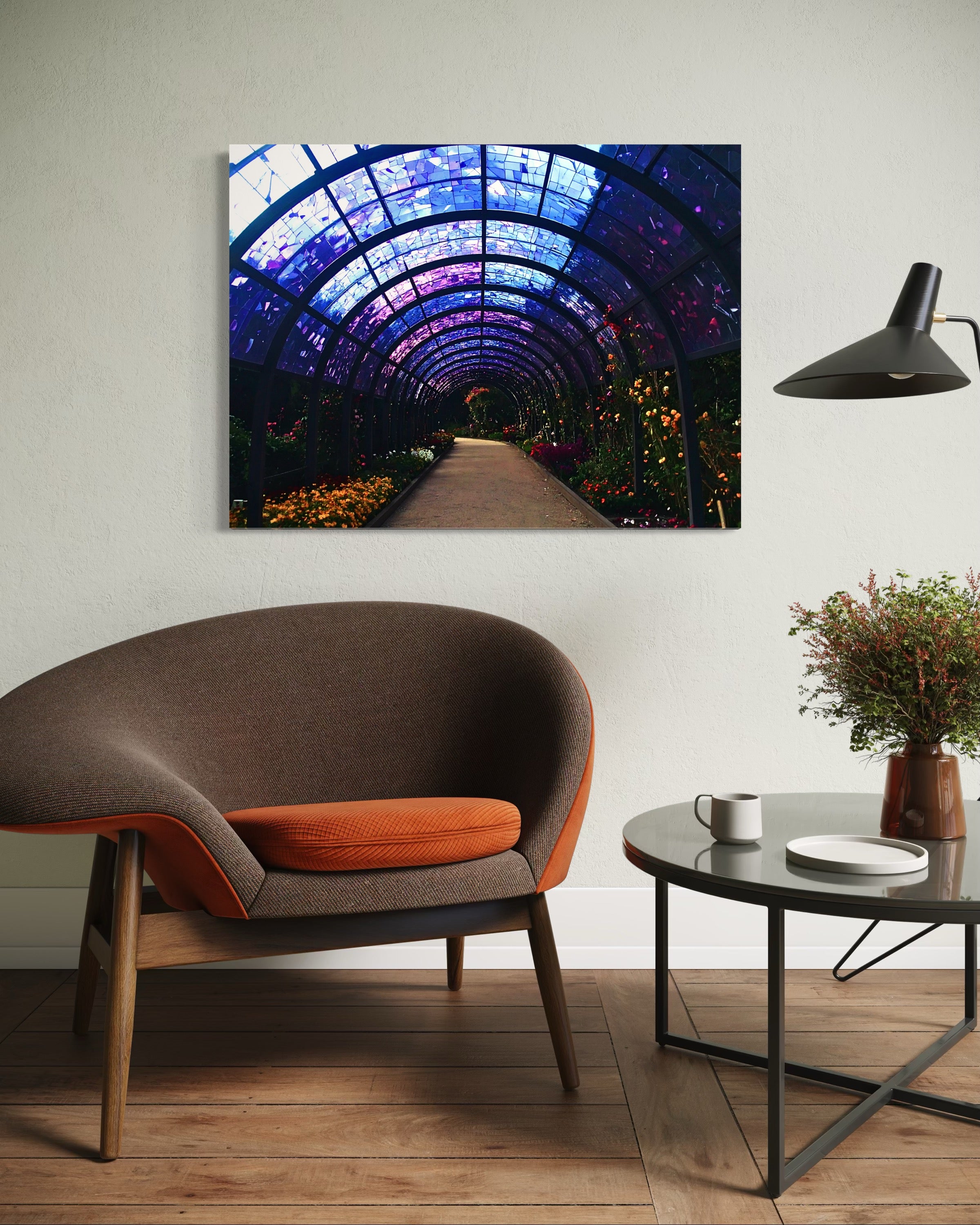 Fall Botanical Garden with Mosaic Stain Glass Ceiling Museum Print