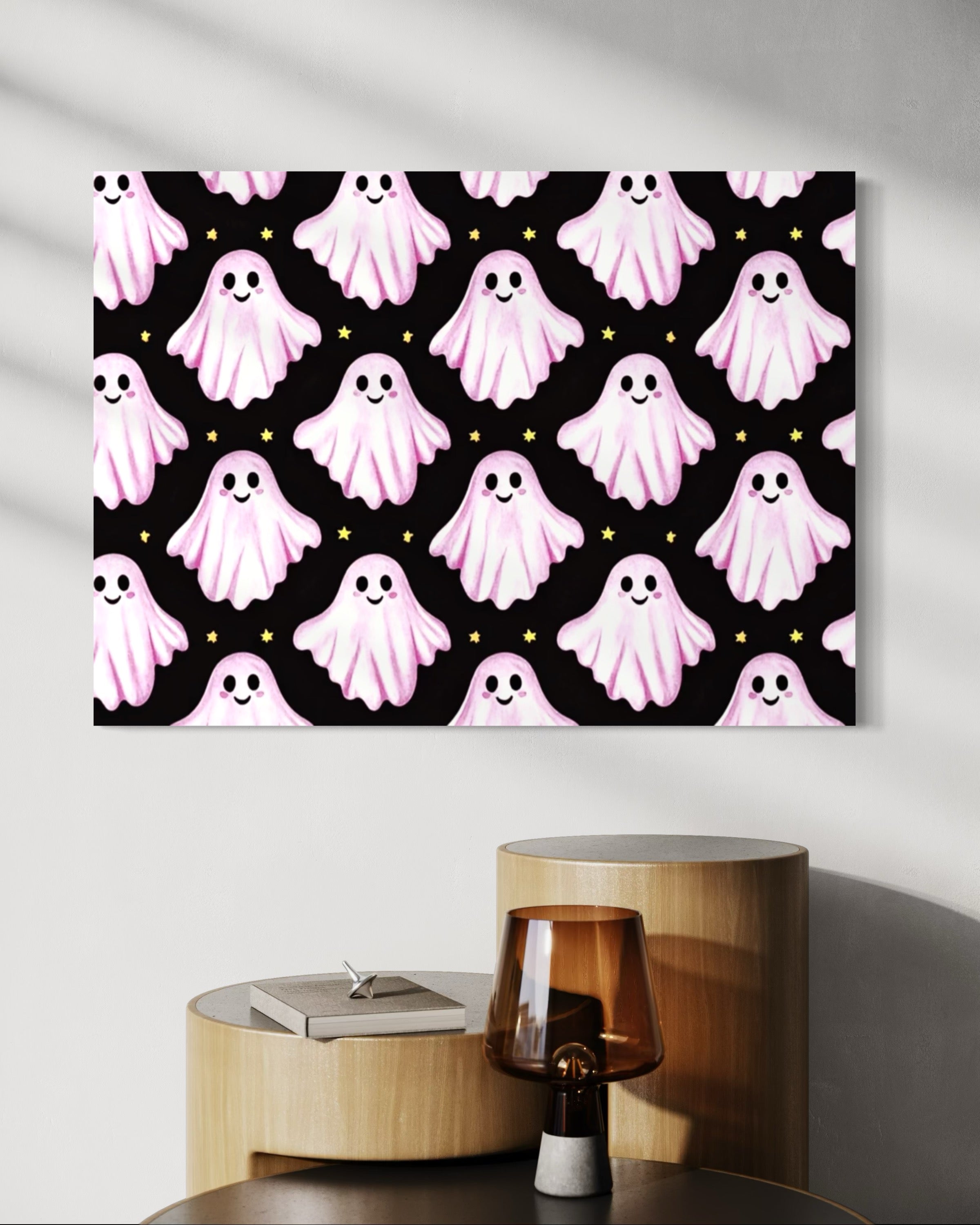 Pink Ghost Pattern on Black