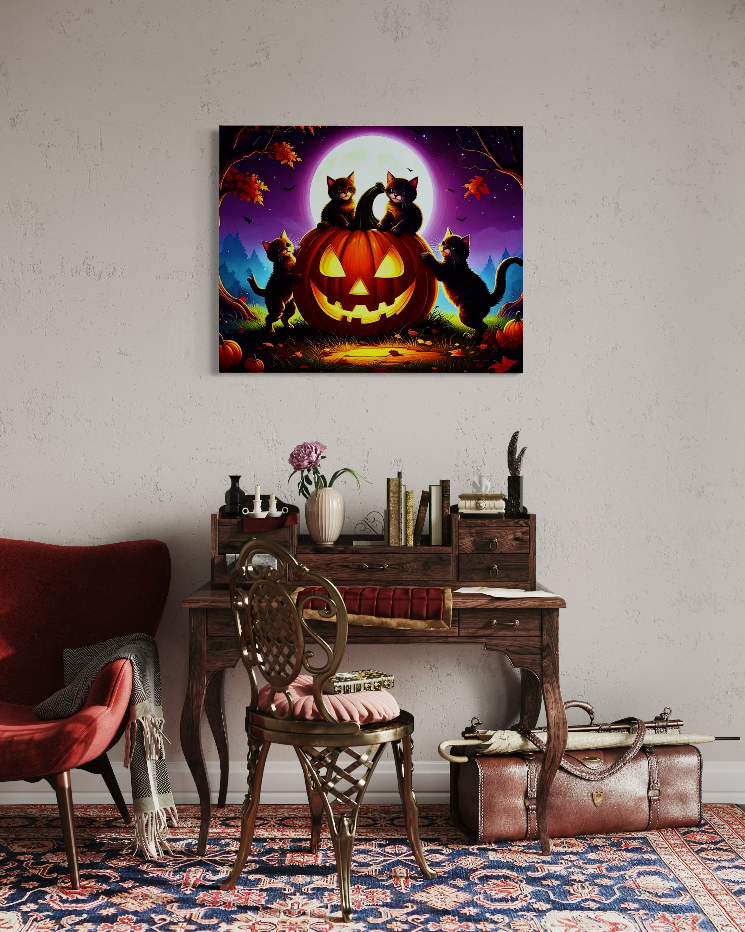 Cats on a Jack O Lantern