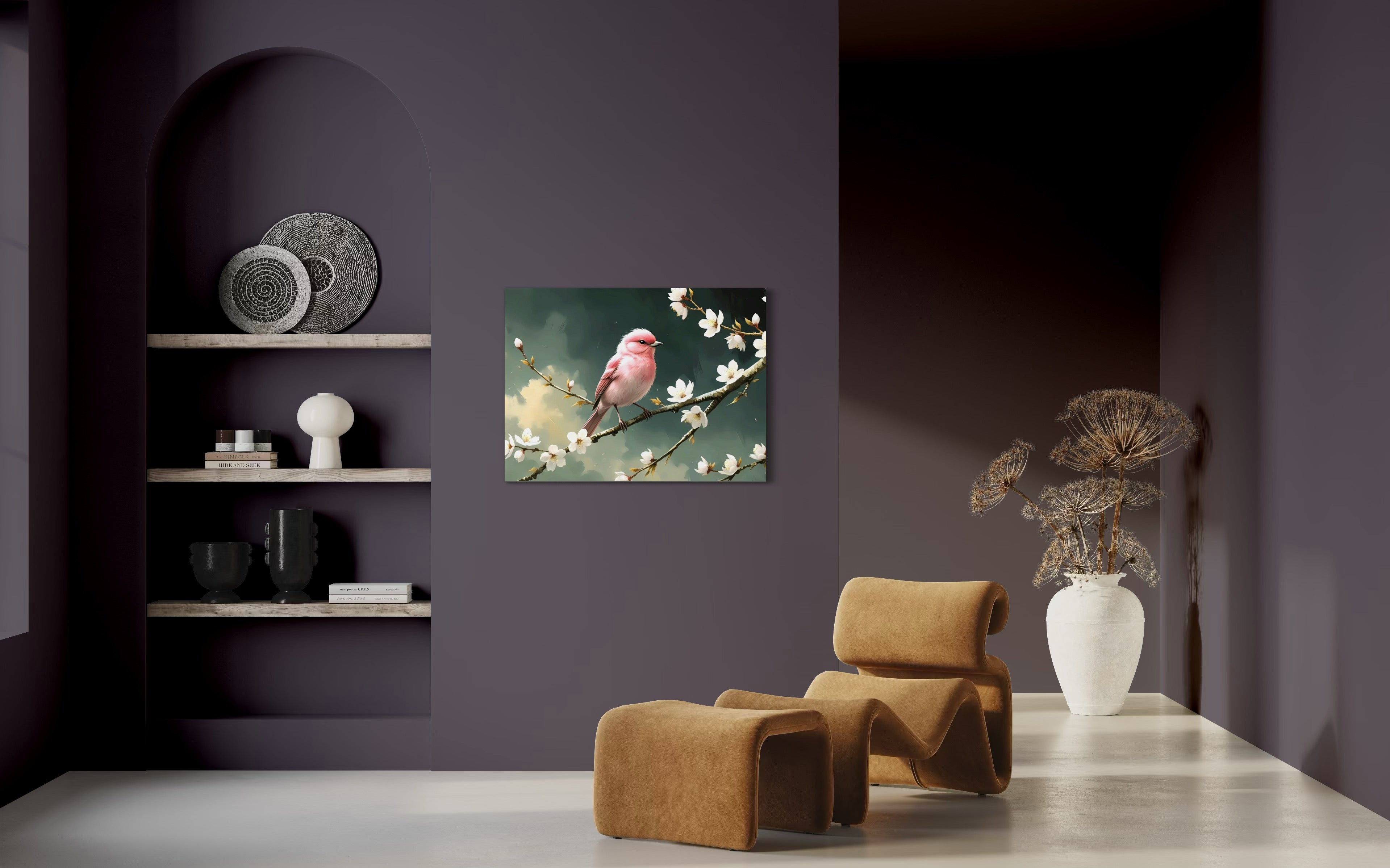 Bubblegum Bird with Blossoms Museum Print