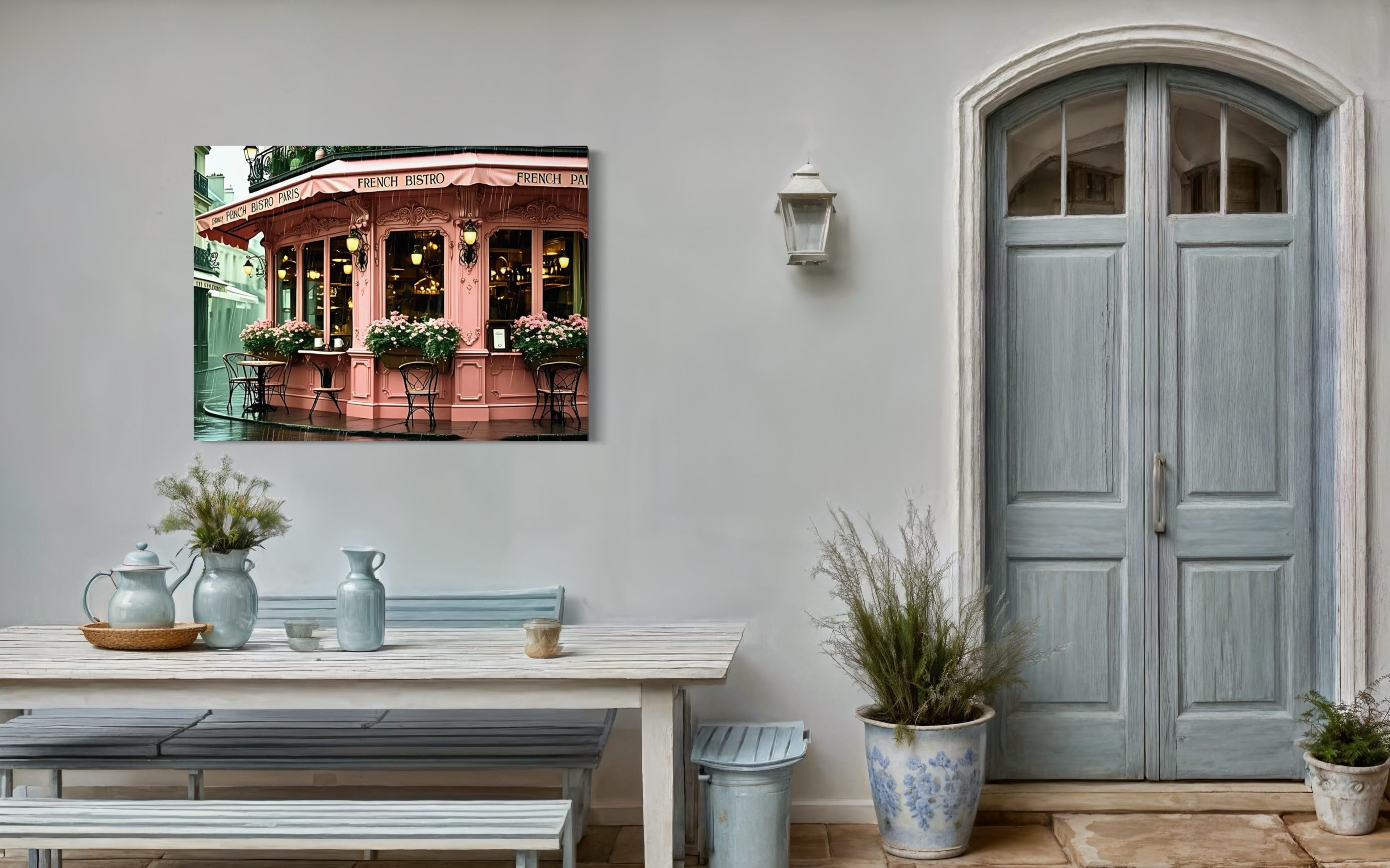 Pink Bistro in the Rain