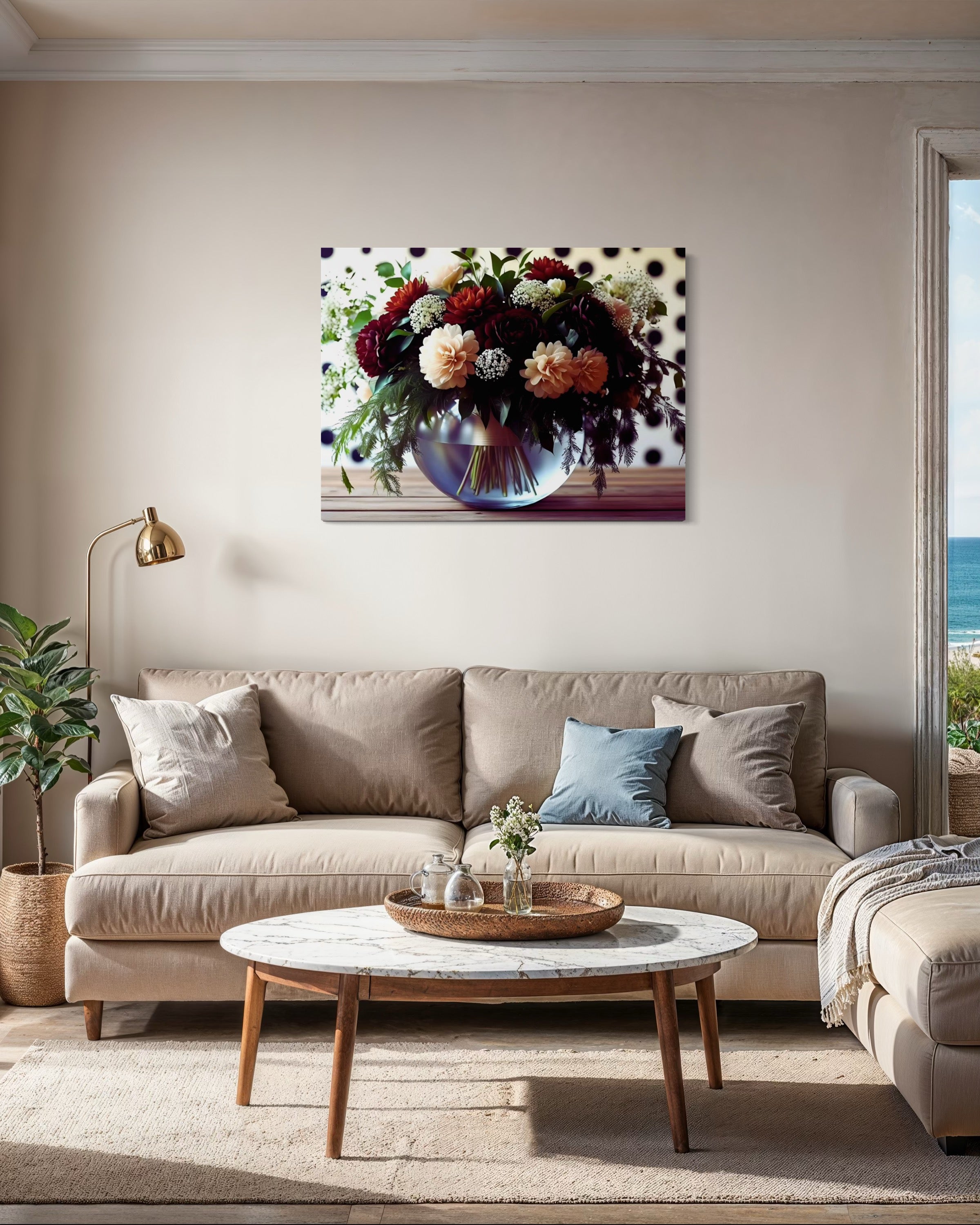 Fall Floral Design on Polka Dots