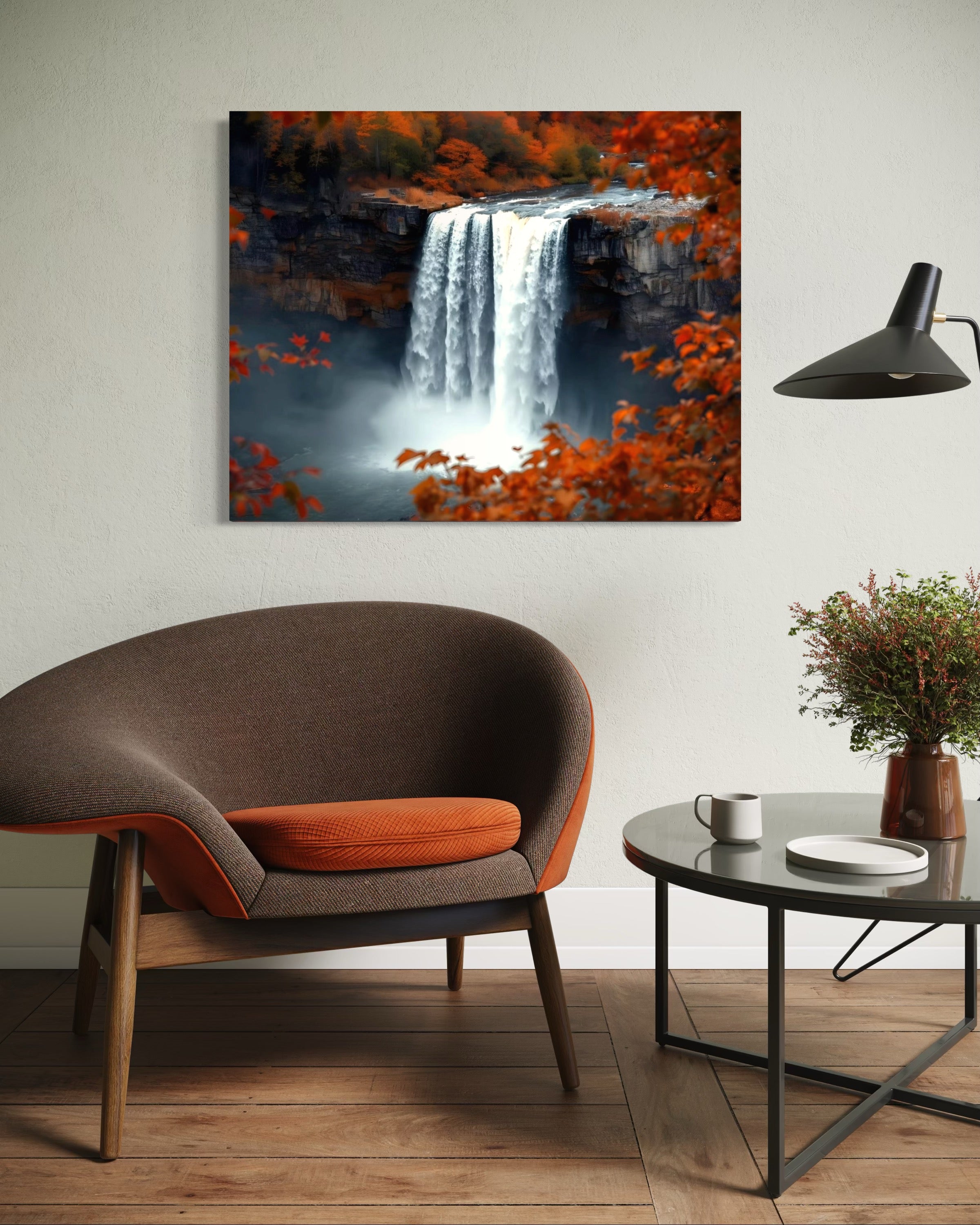 Autumn Waterfall Landscape Museum Print
