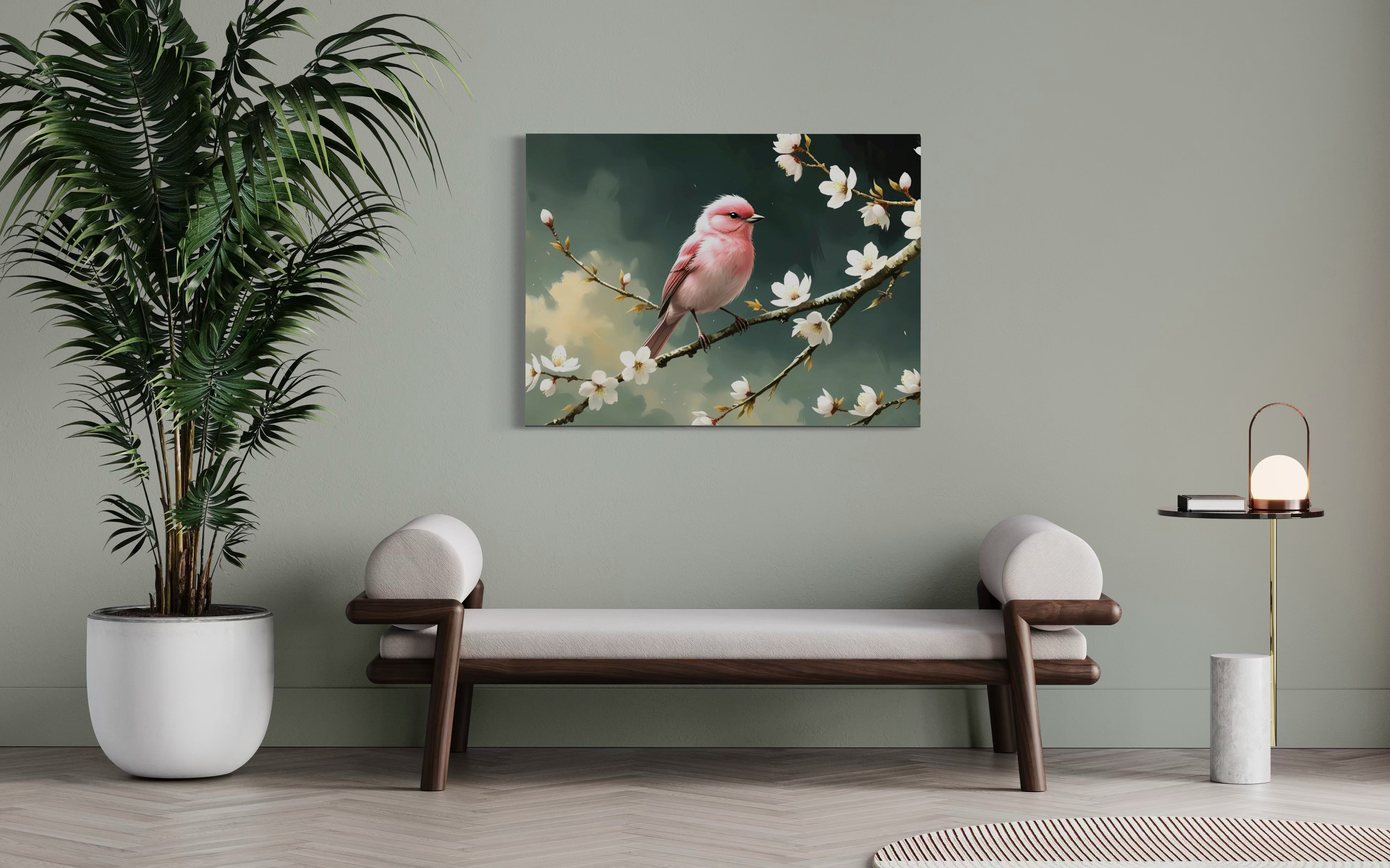 Bubblegum Bird with Blossoms Museum Print