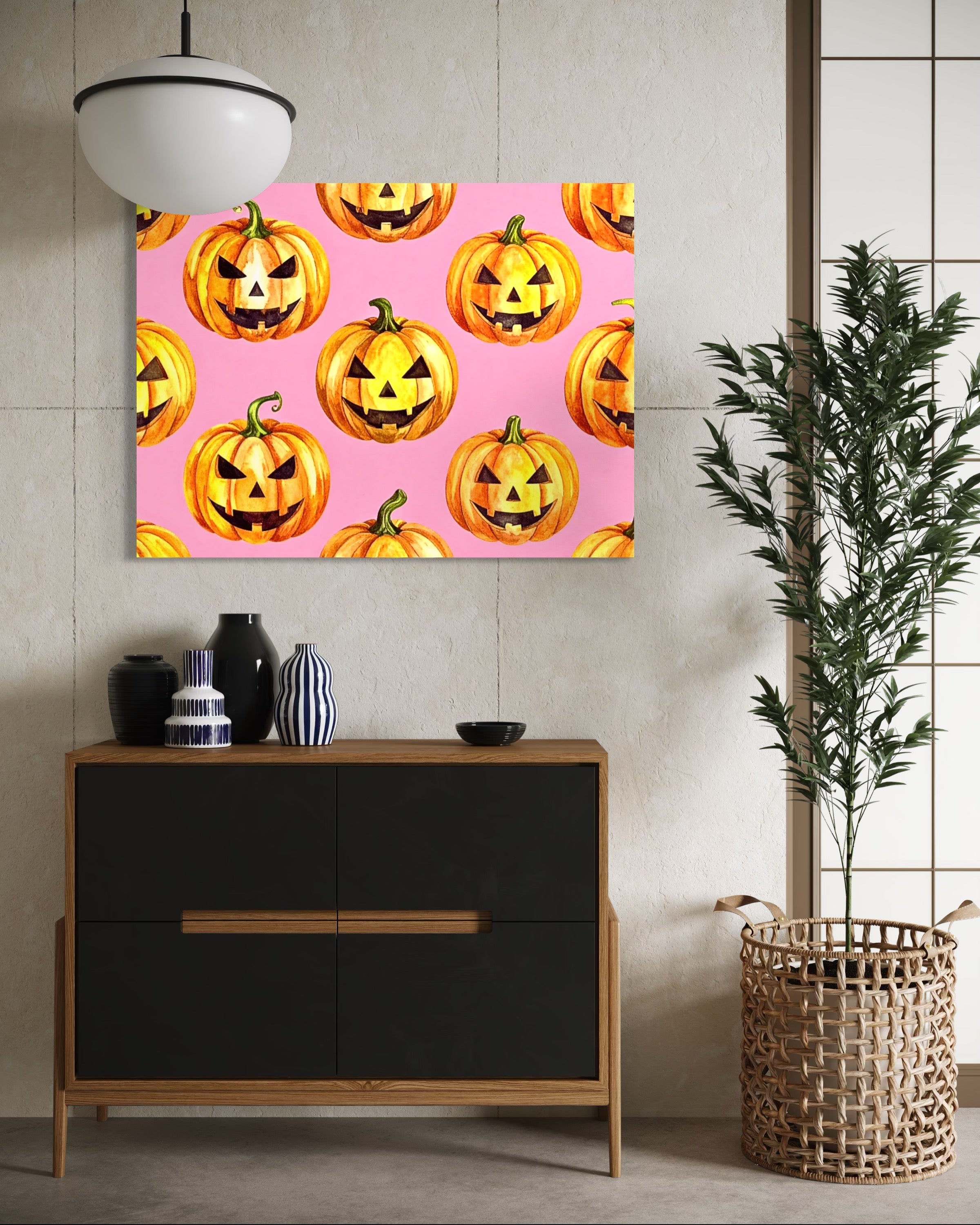 Jack O Lantern Pattern on Pink