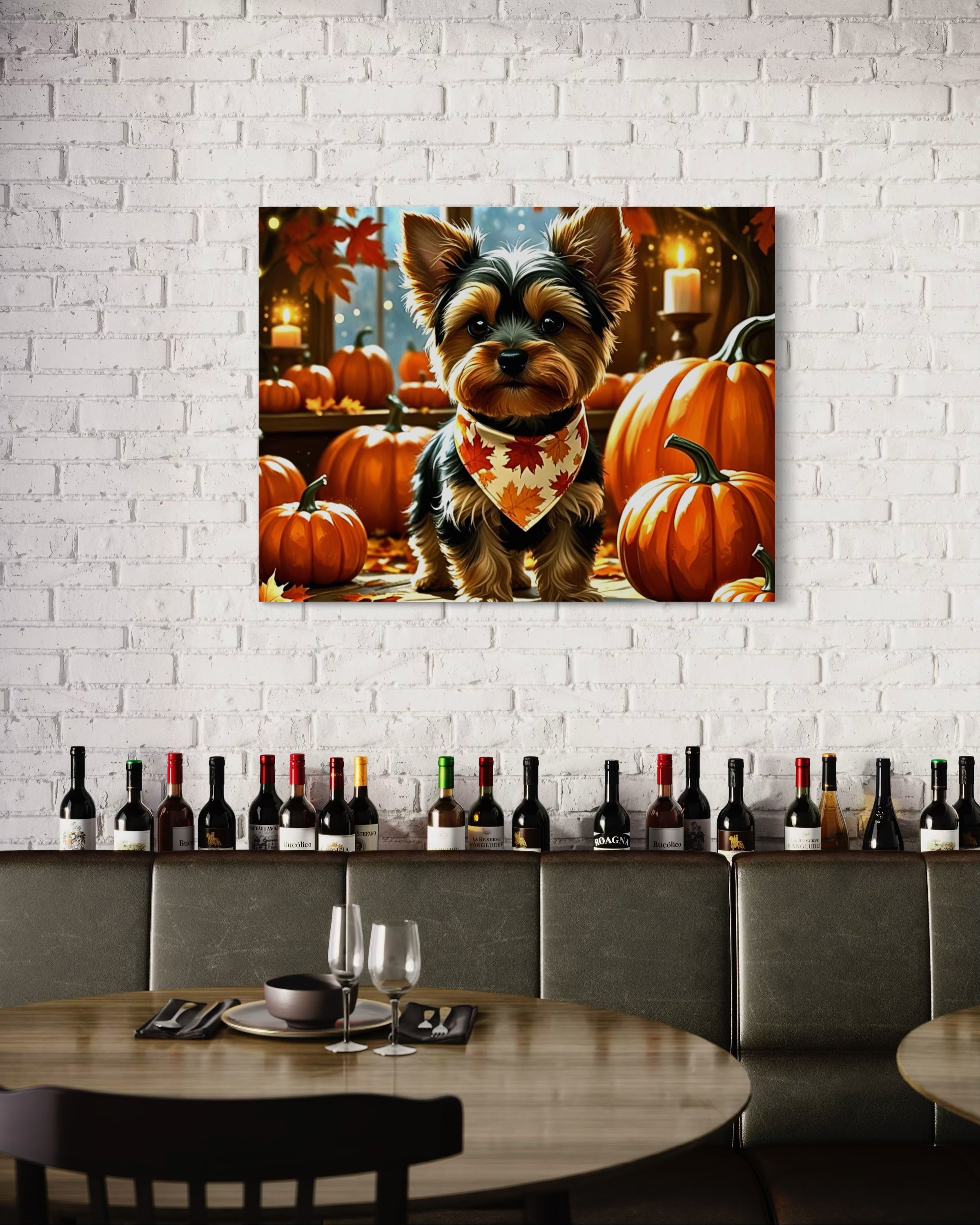 Yorkie cozy in the Fall