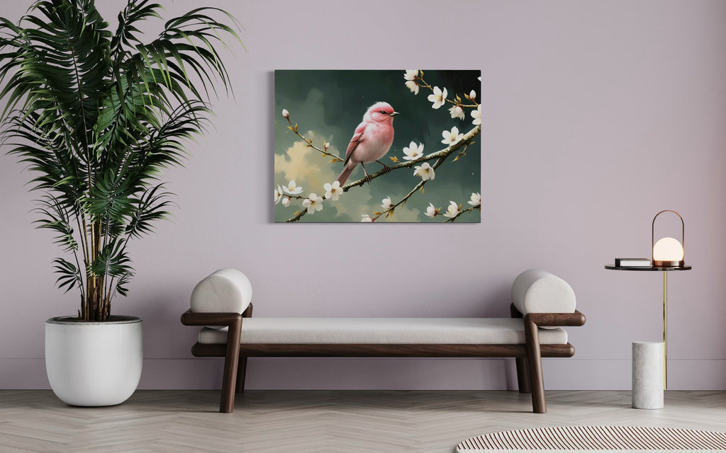 Bubblegum Bird with Blossoms Museum Print