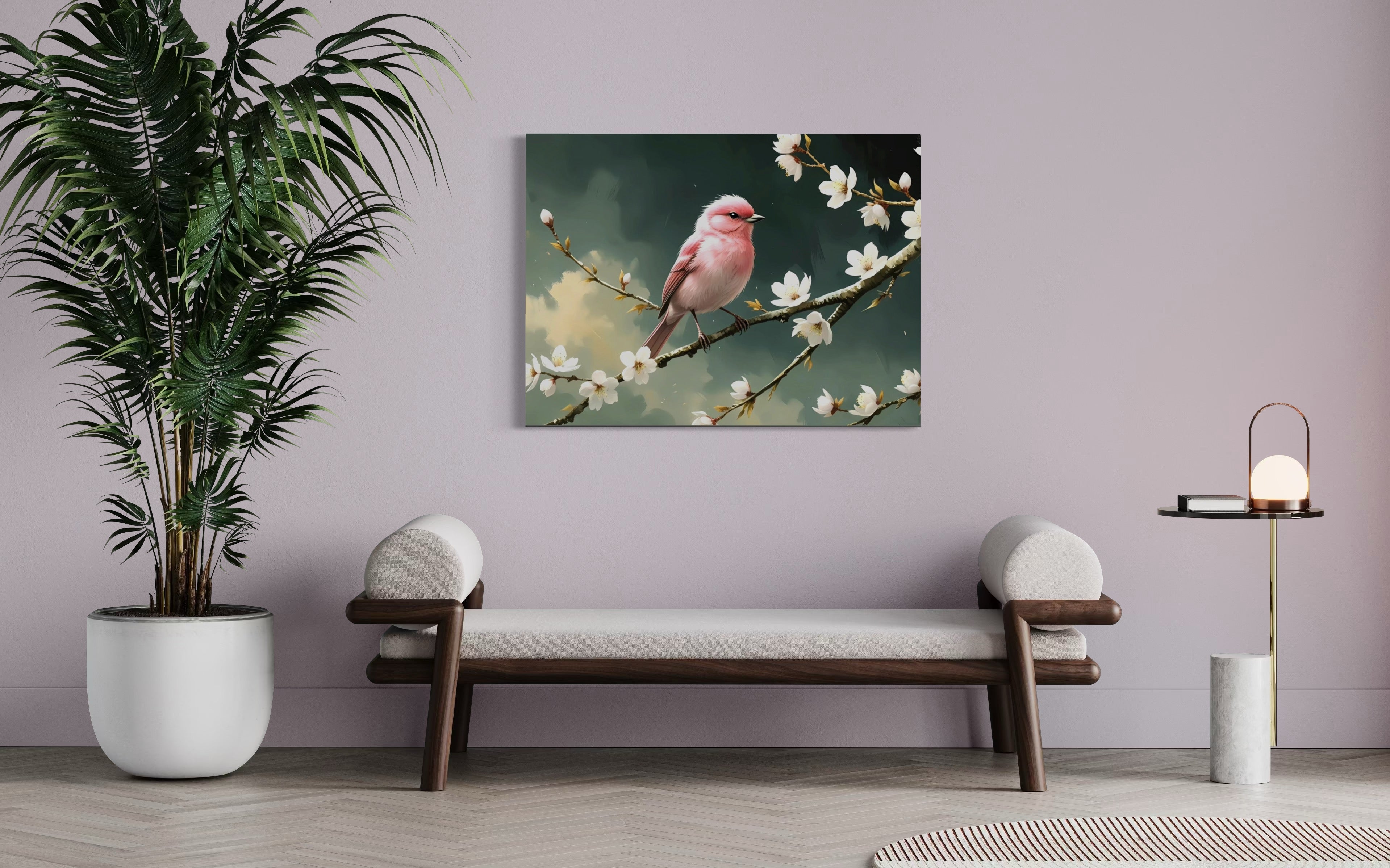 Bubblegum Bird with Blossoms Museum Print
