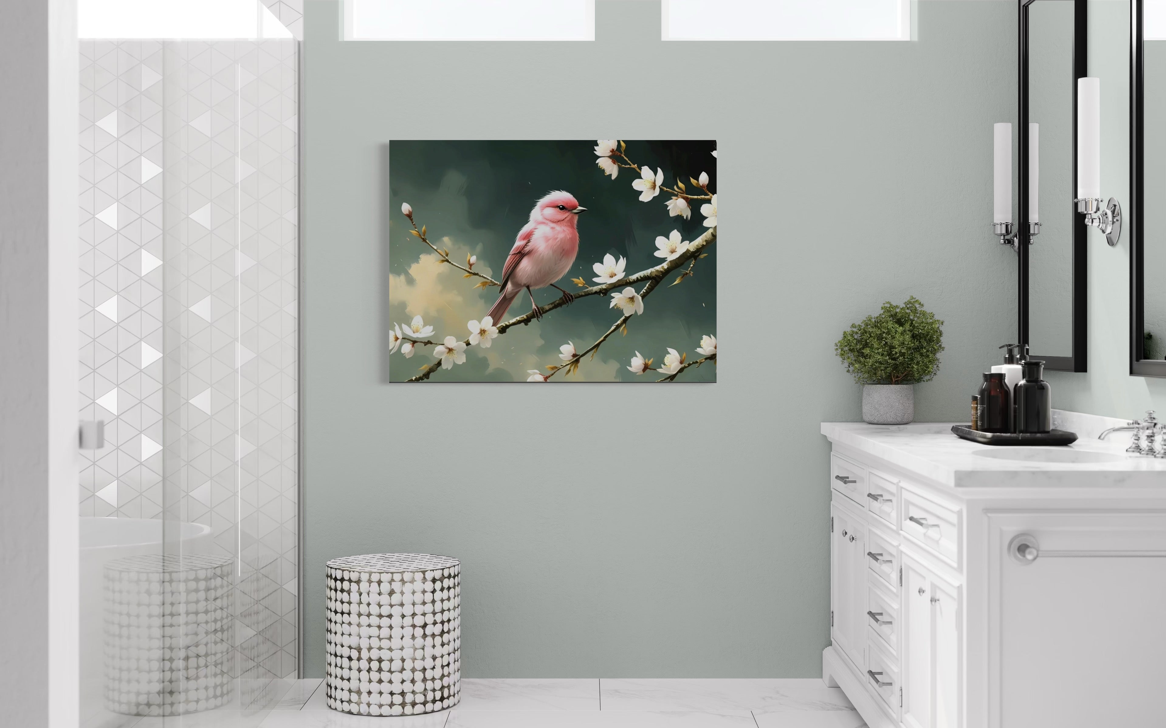 Bubblegum Bird with Blossoms Museum Print