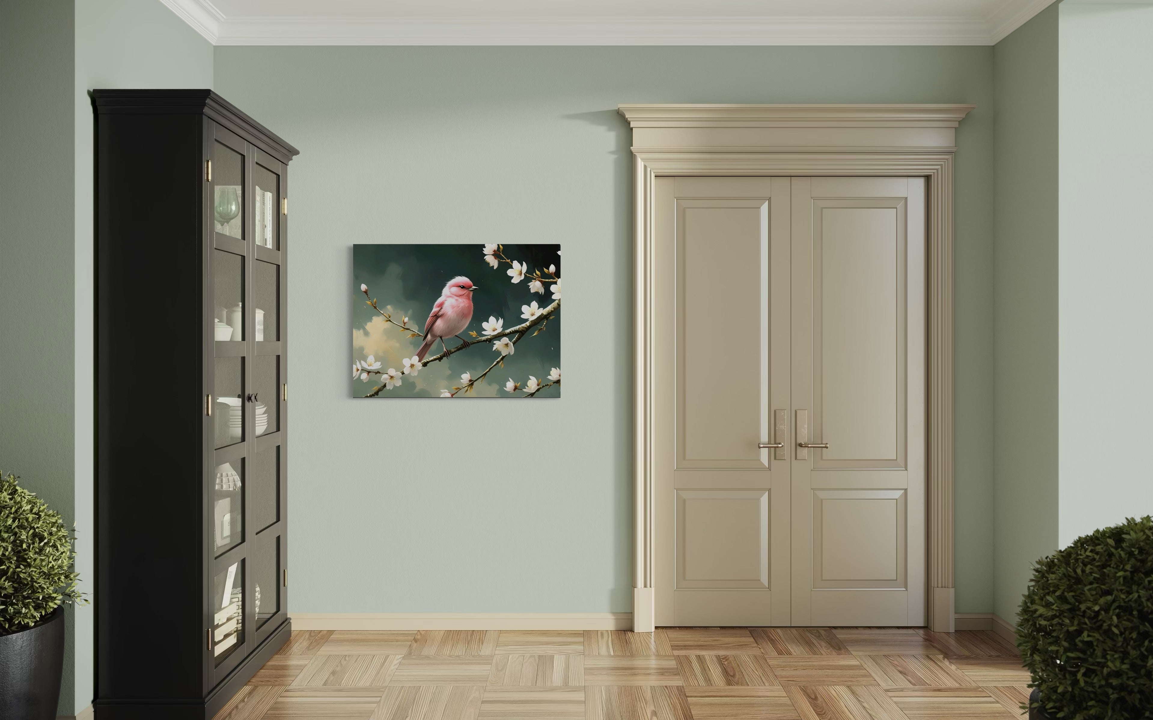 Bubblegum Bird with Blossoms Museum Print
