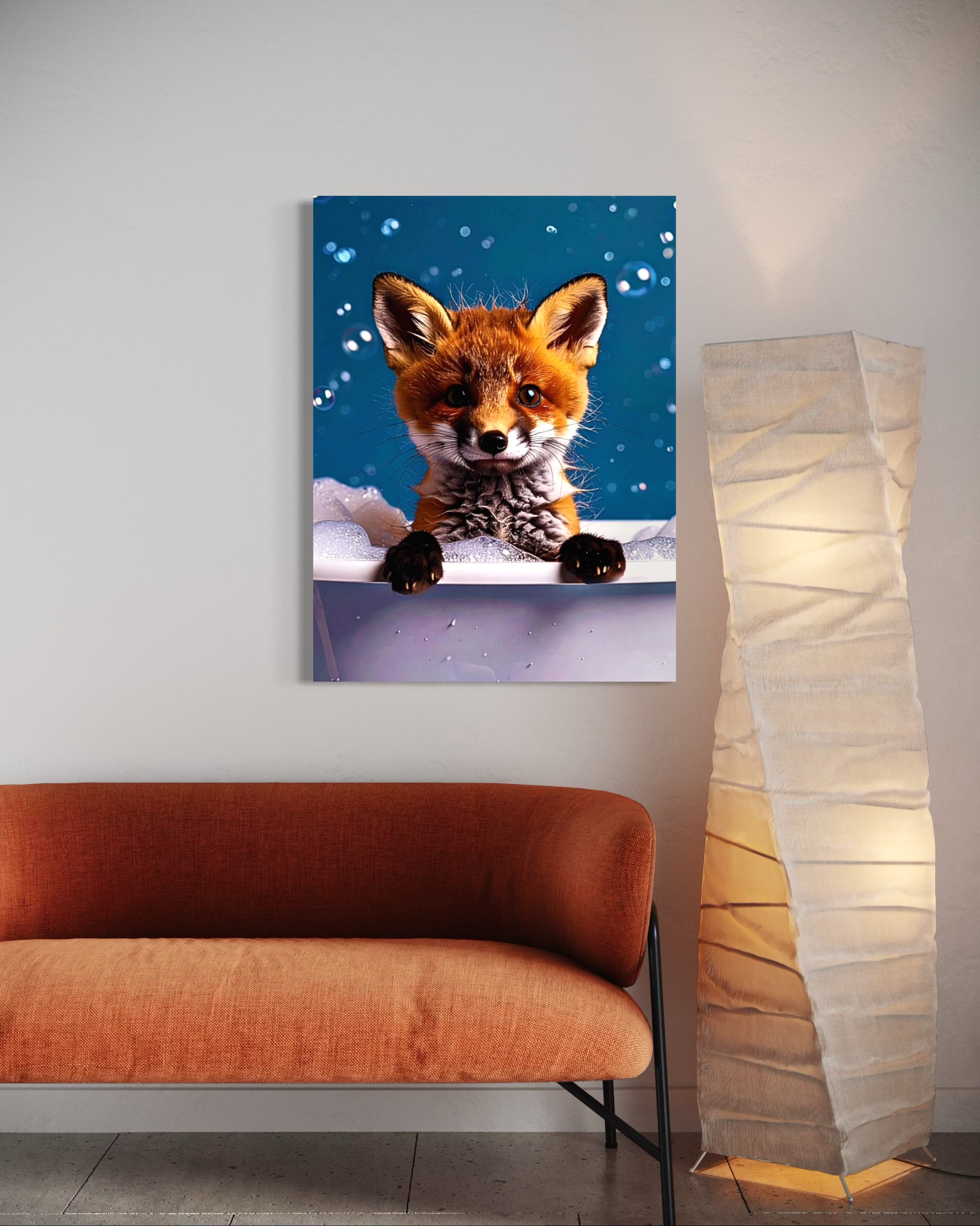 Fox in a Bubble Bath Museum Print