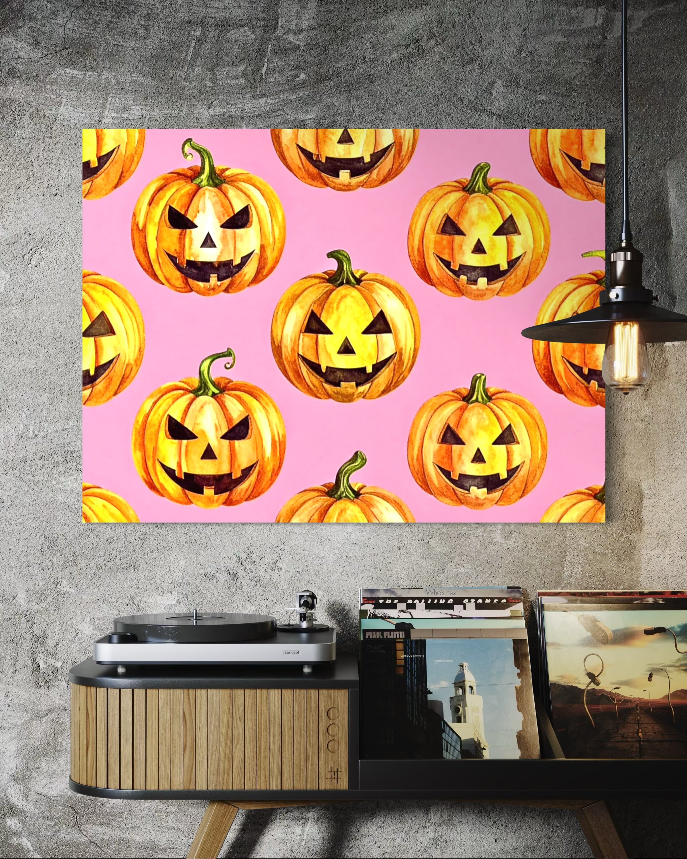 Jack O Lantern Pattern on Pink