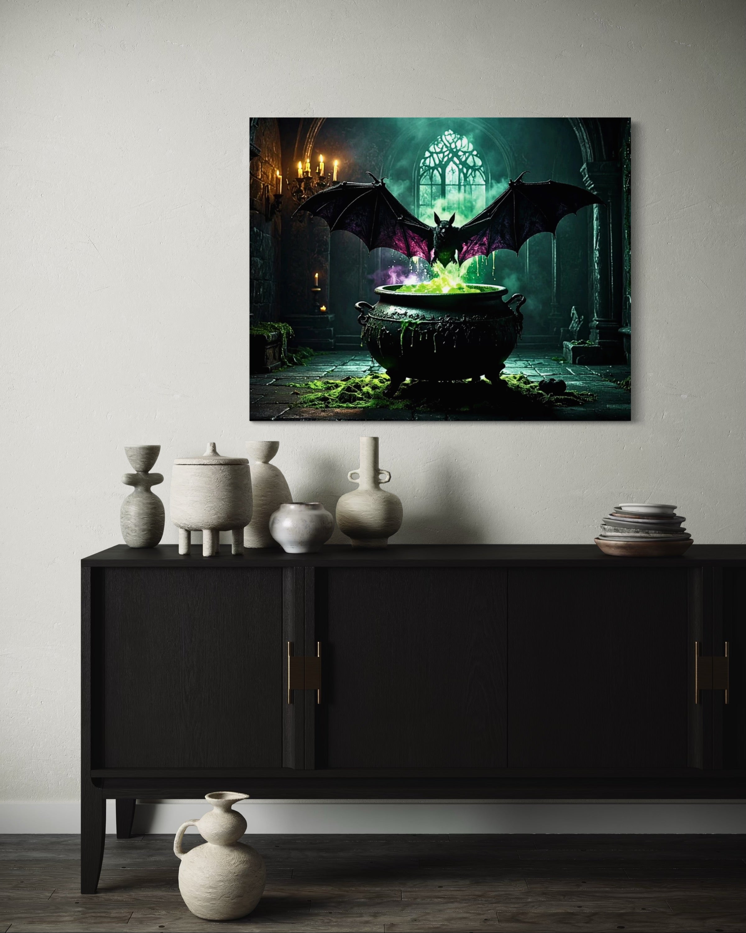 Bat over Bubbling Cauldron
