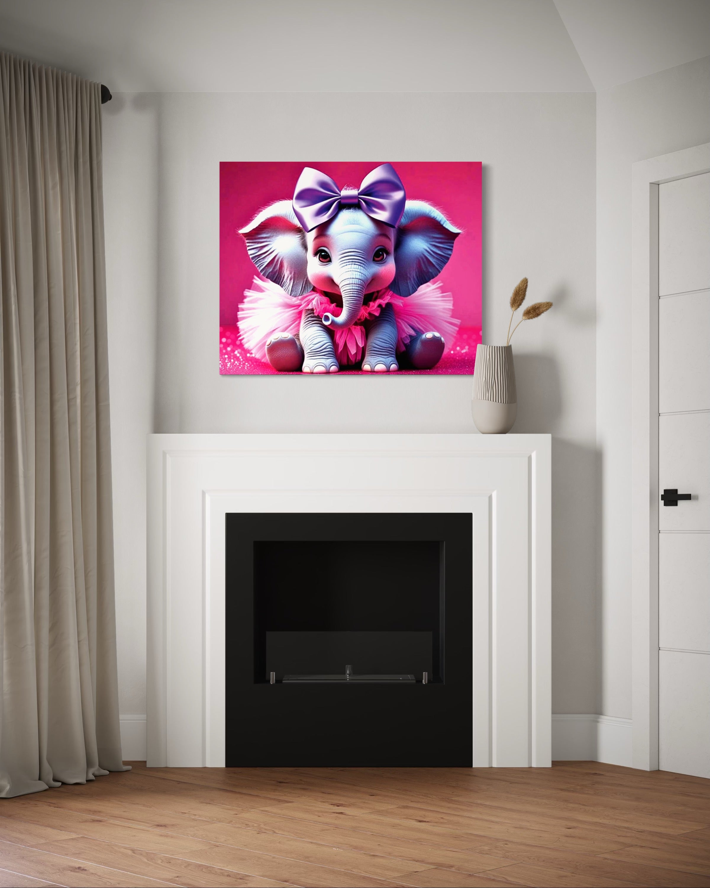 Baby Girl Elephant with a tutu and Bow Museum Print