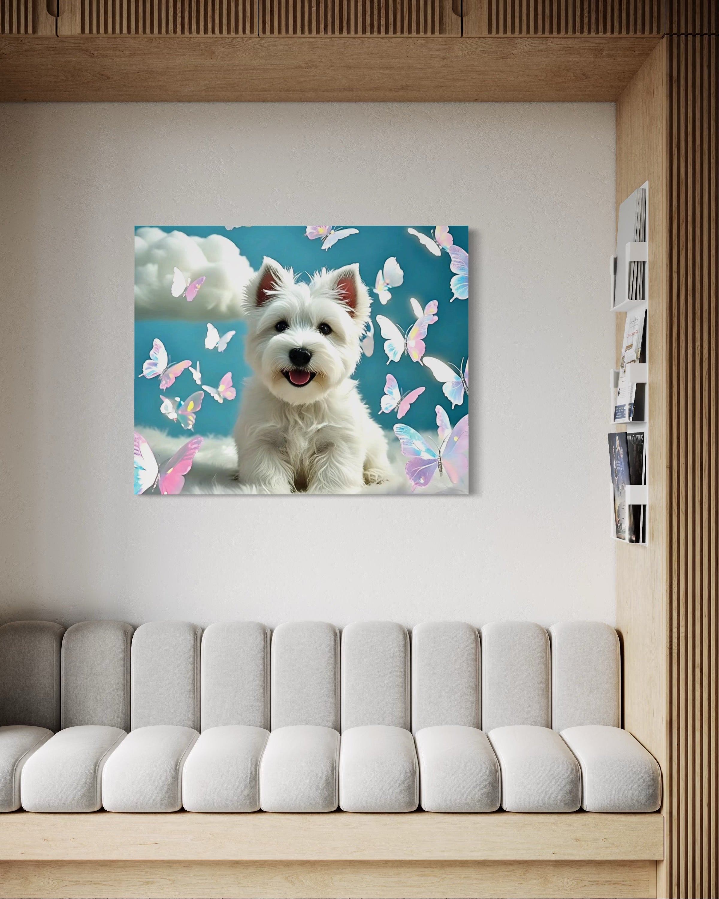 Westie Puppy with Holographic Butterflies