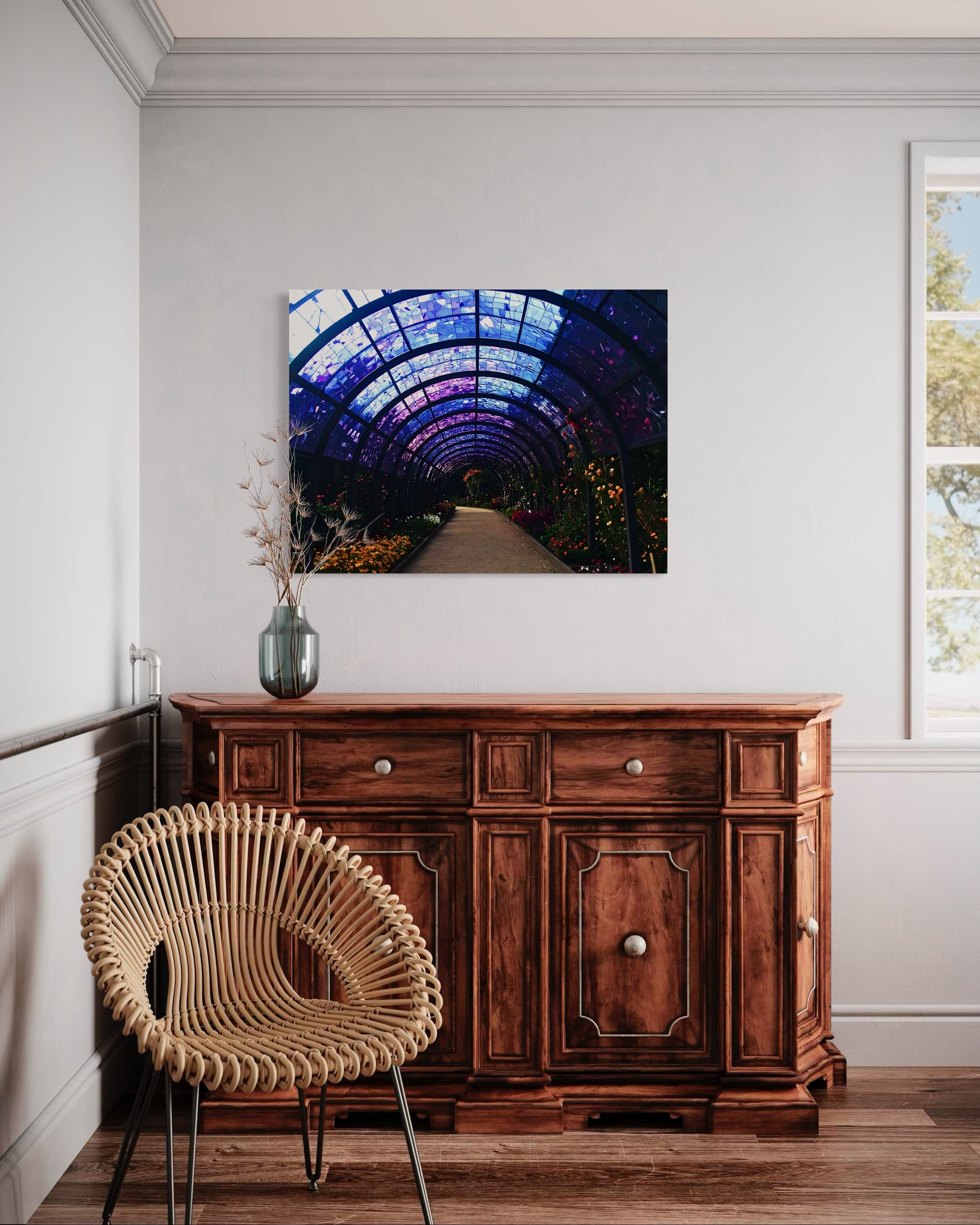 Fall Botanical Garden with Mosaic Stain Glass Ceiling Museum Print