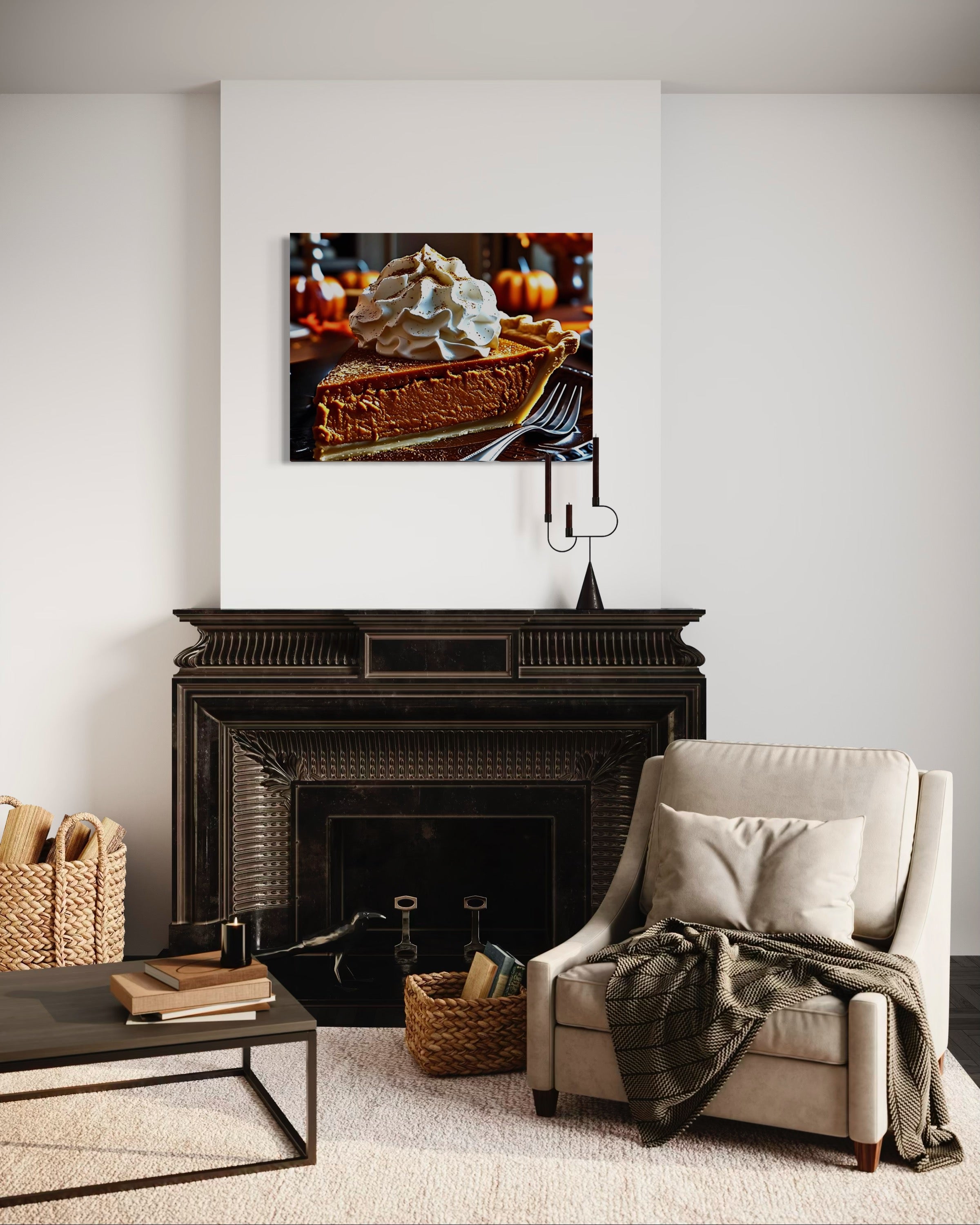 Pumpkin Pie Slice topped with Whipped Cream and Nutmeg