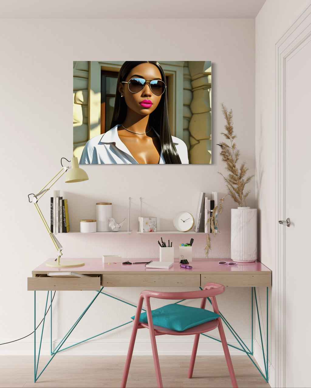 Sleek Queen with Hot Pink Lips Museum Print