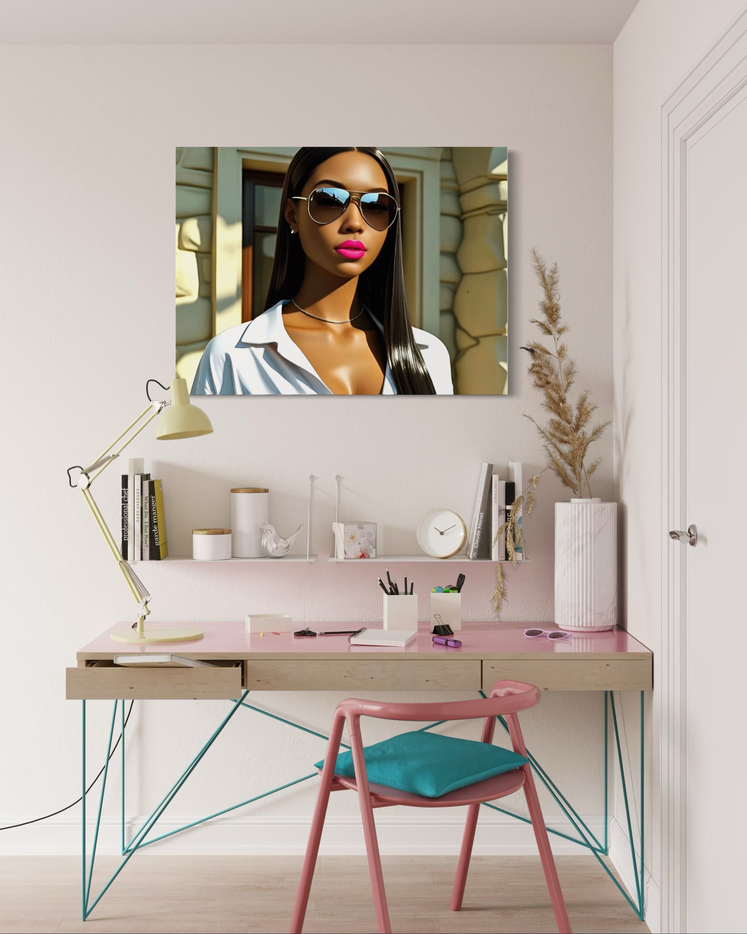Sleek Queen with Hot Pink Lips Museum Print