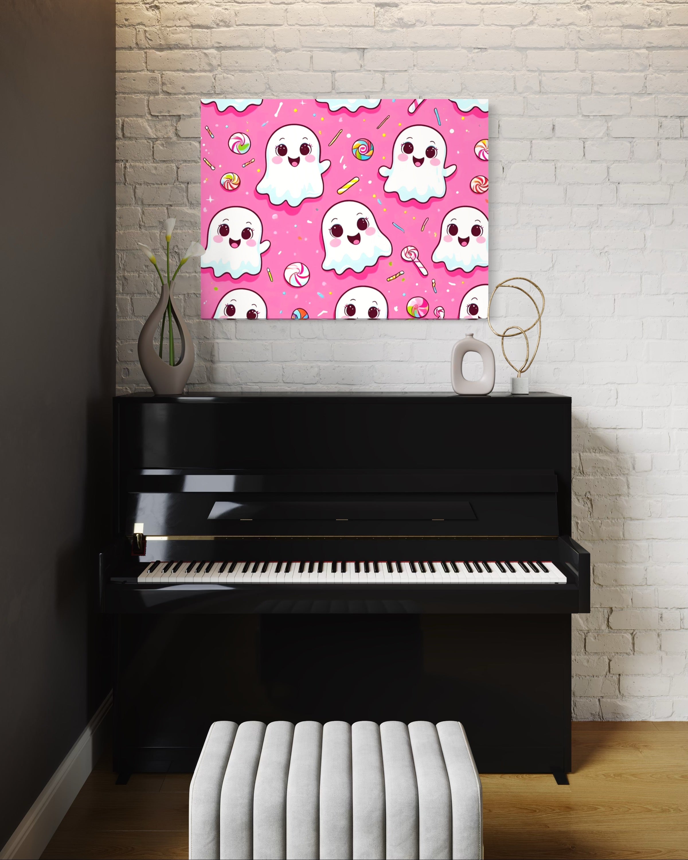 Ghost and Candy Pattern on Pink