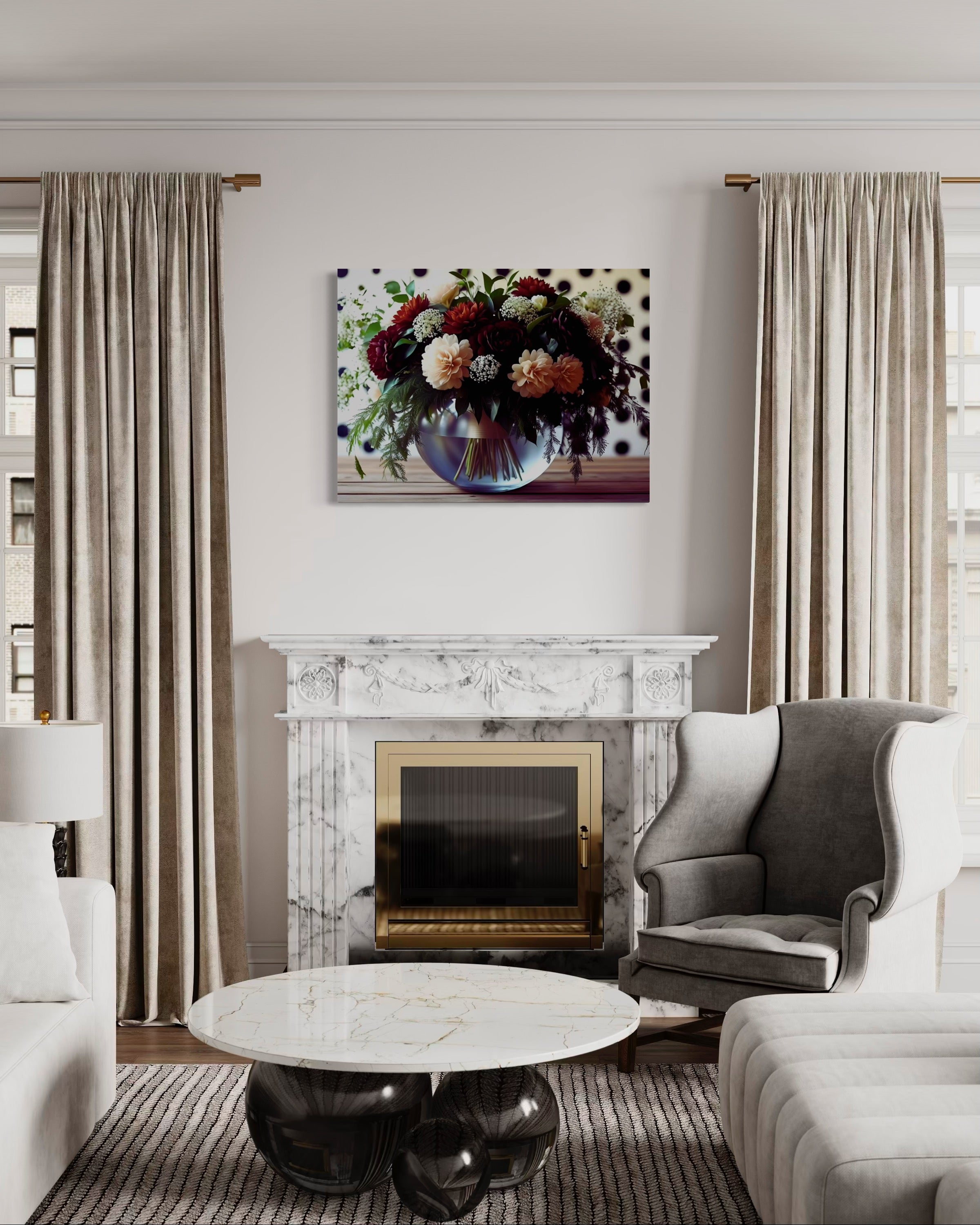 Fall Floral Design on Polka Dots