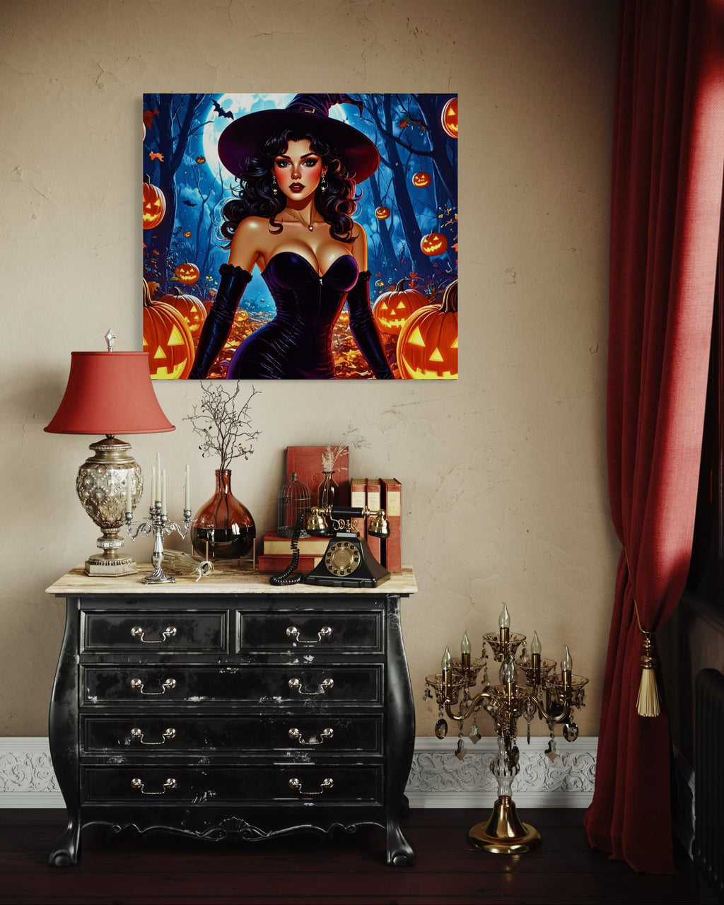 Retro 1950's Brunette Witch Museum Print