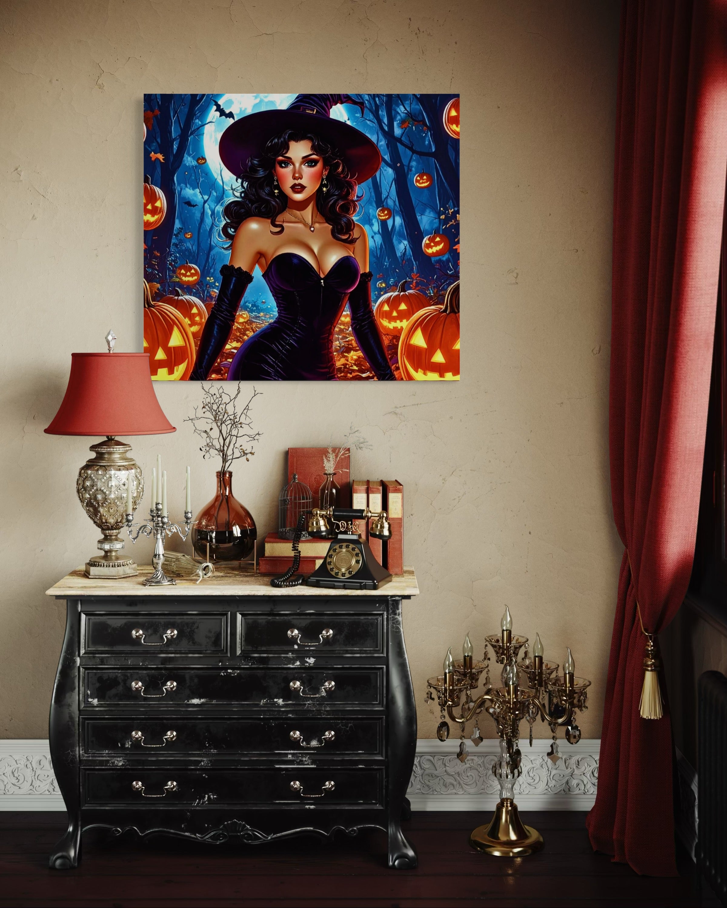 Retro 1950's Brunette Witch Museum Print