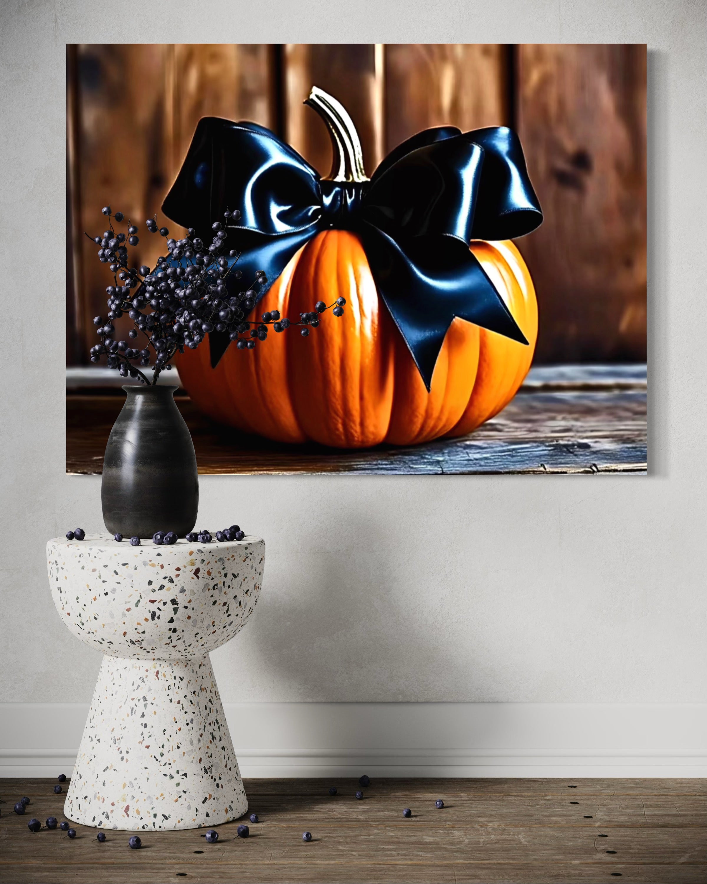 Pumpkin with Black Satin Bow