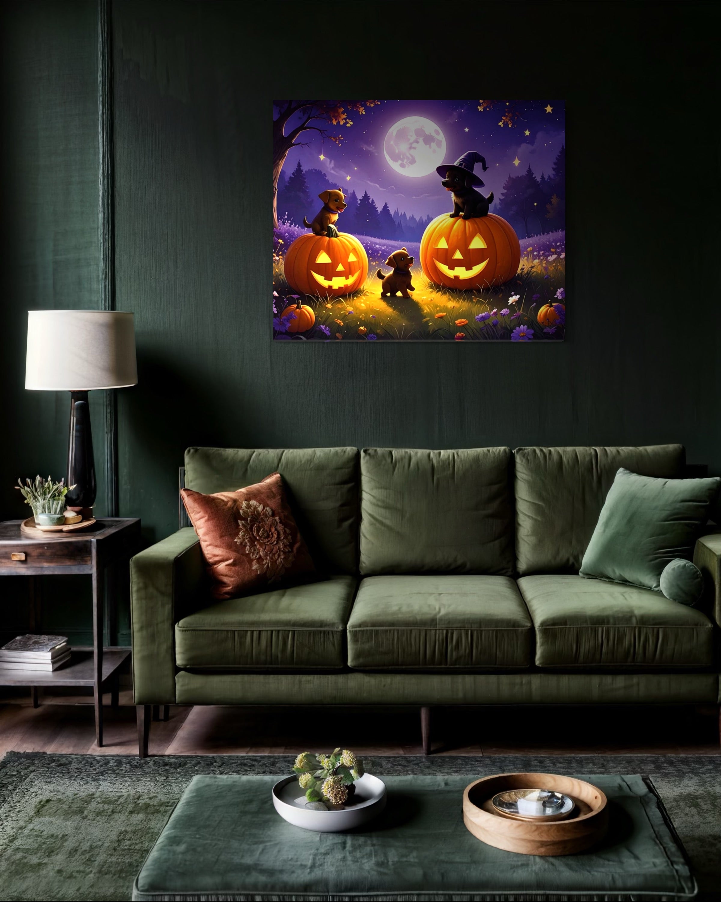 Puppies on Jack O Lanterns