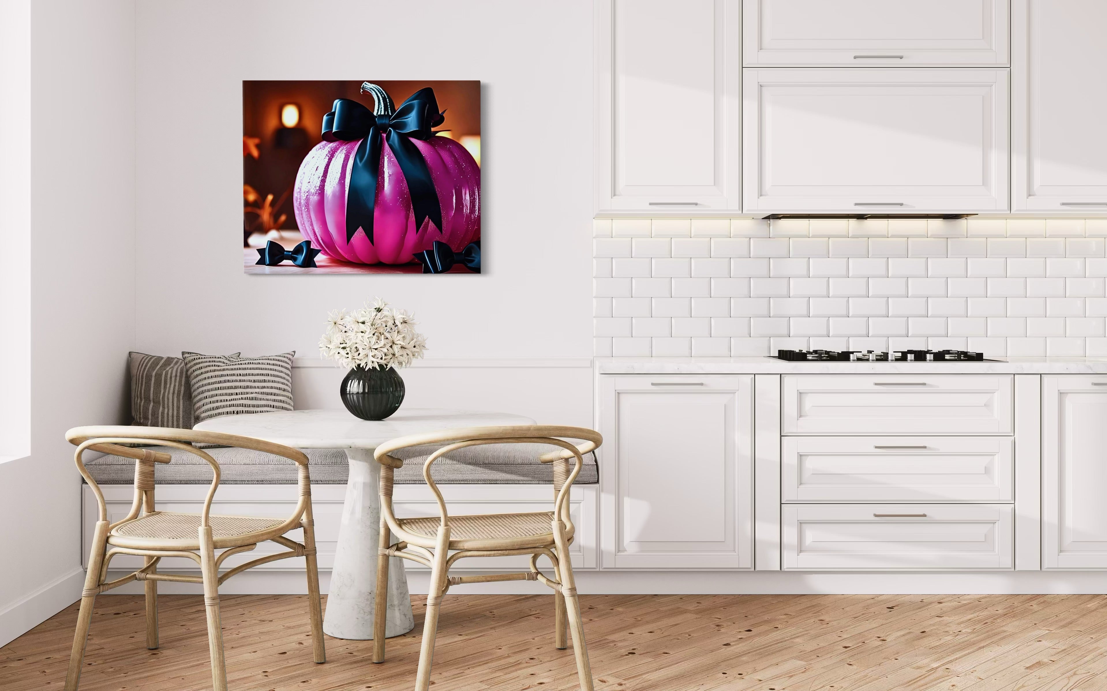 Hot Pink Pumpkin with Black Satin Bow Museum Print