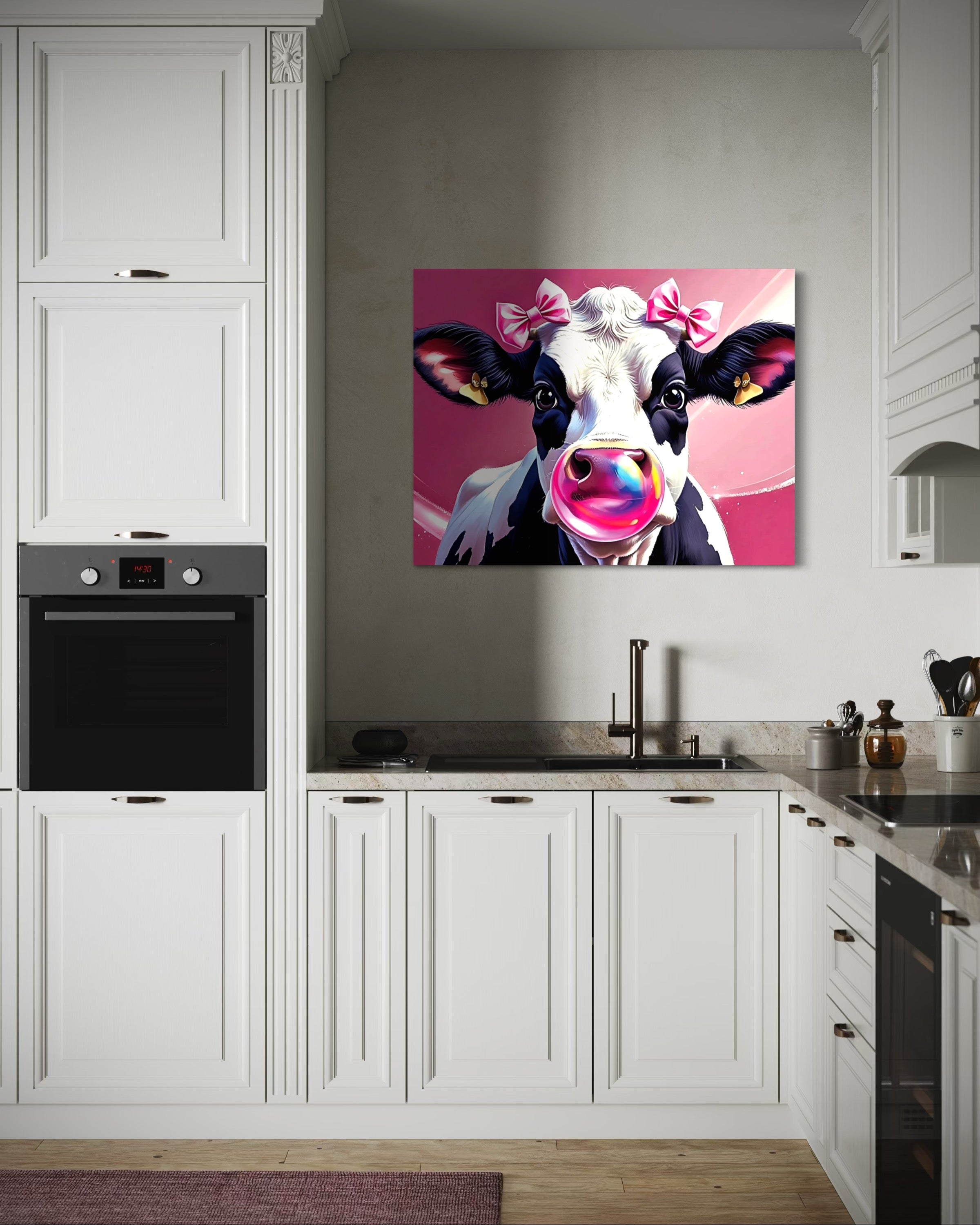 Bubblegum Cow with Bows Museum Print