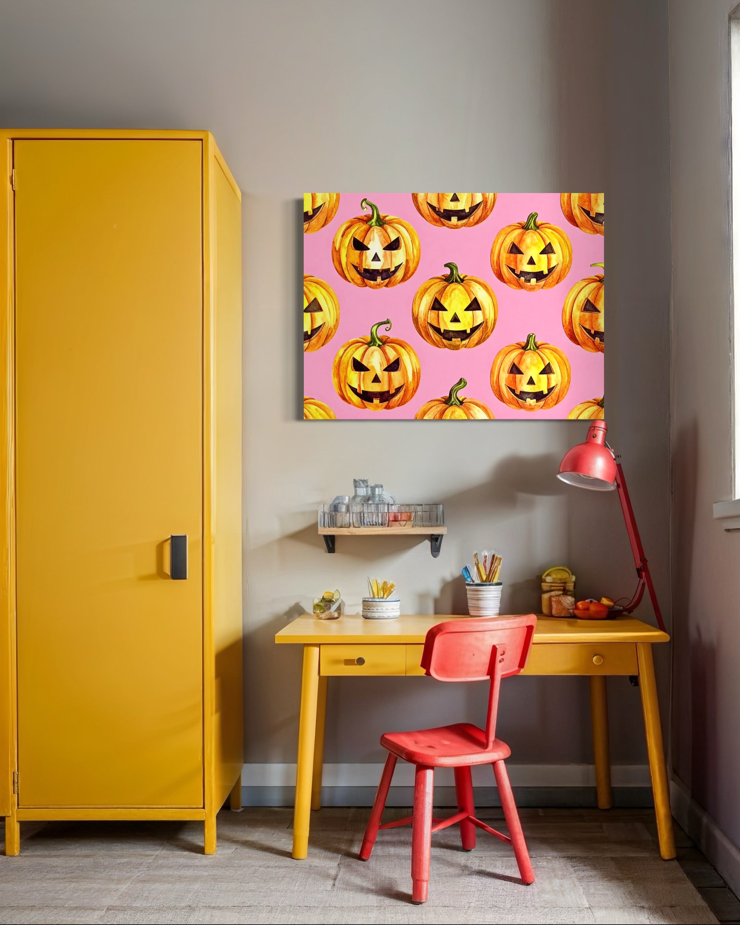Jack O Lantern Pattern on Pink