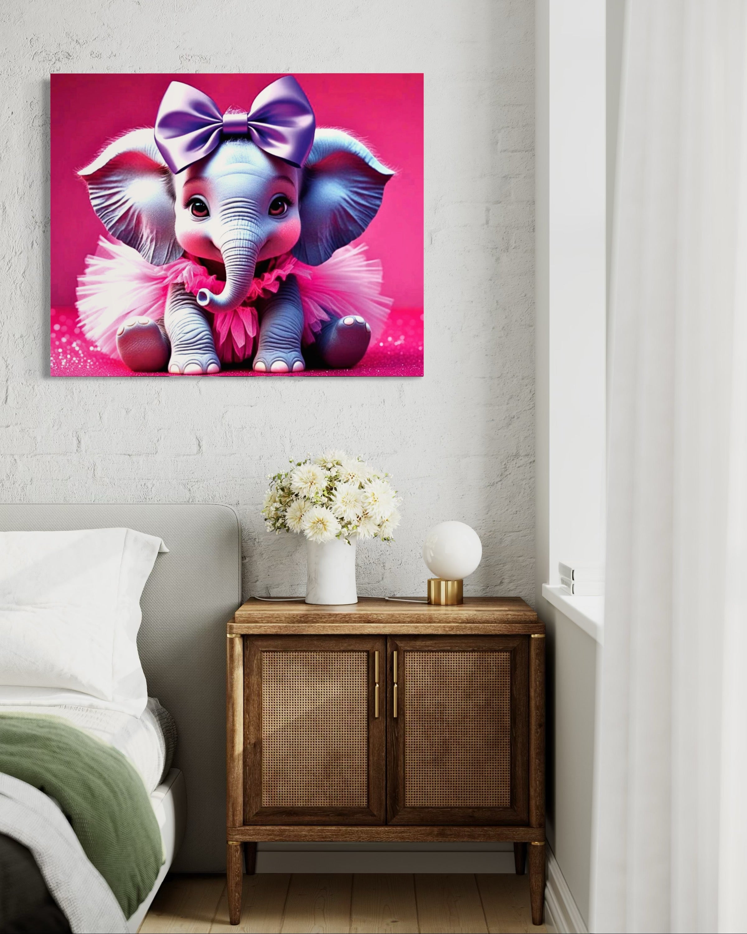 Baby Girl Elephant with a tutu and Bow Museum Print