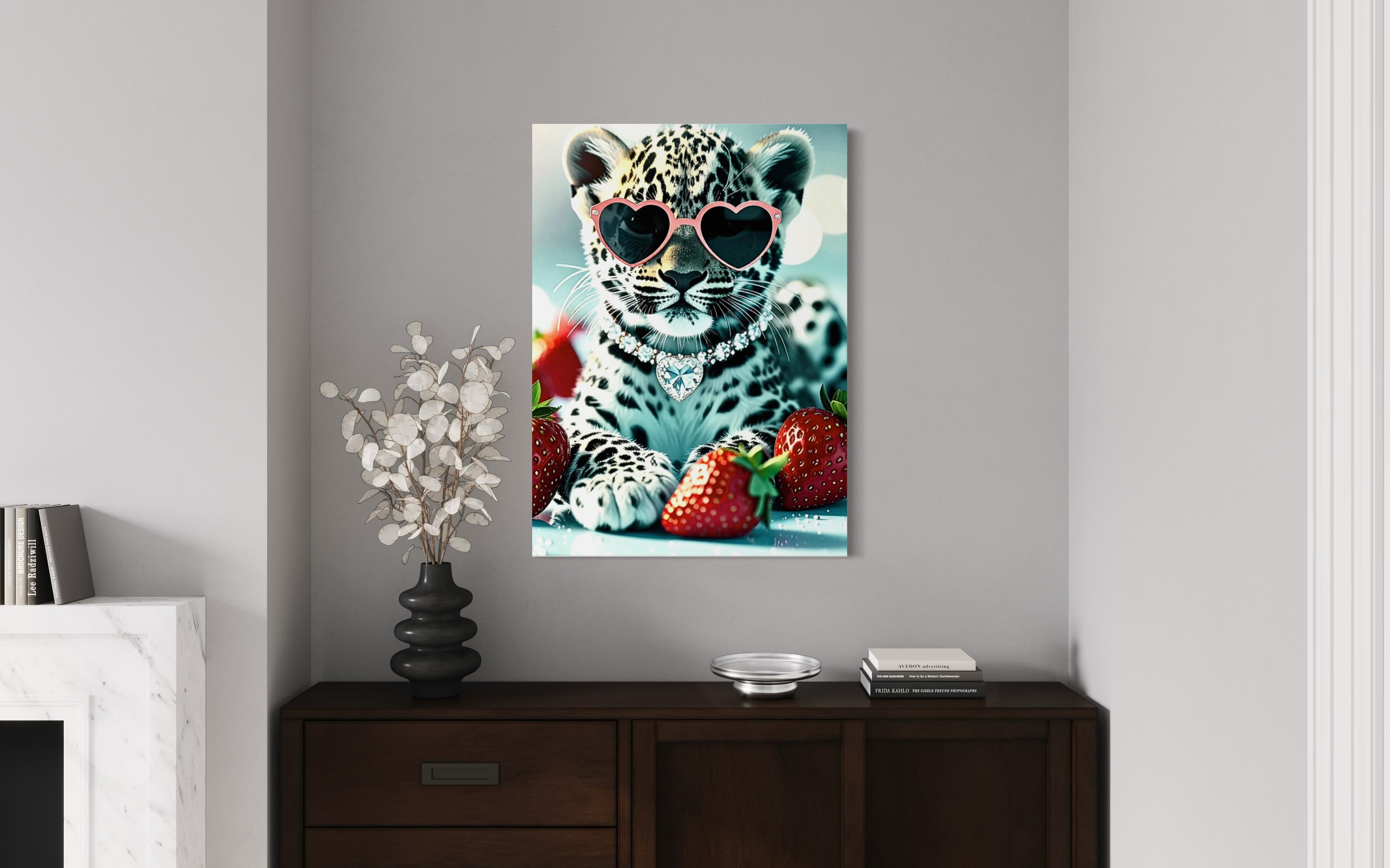 Leopard Cub with Diamond Necklace & Heart Sunglasses