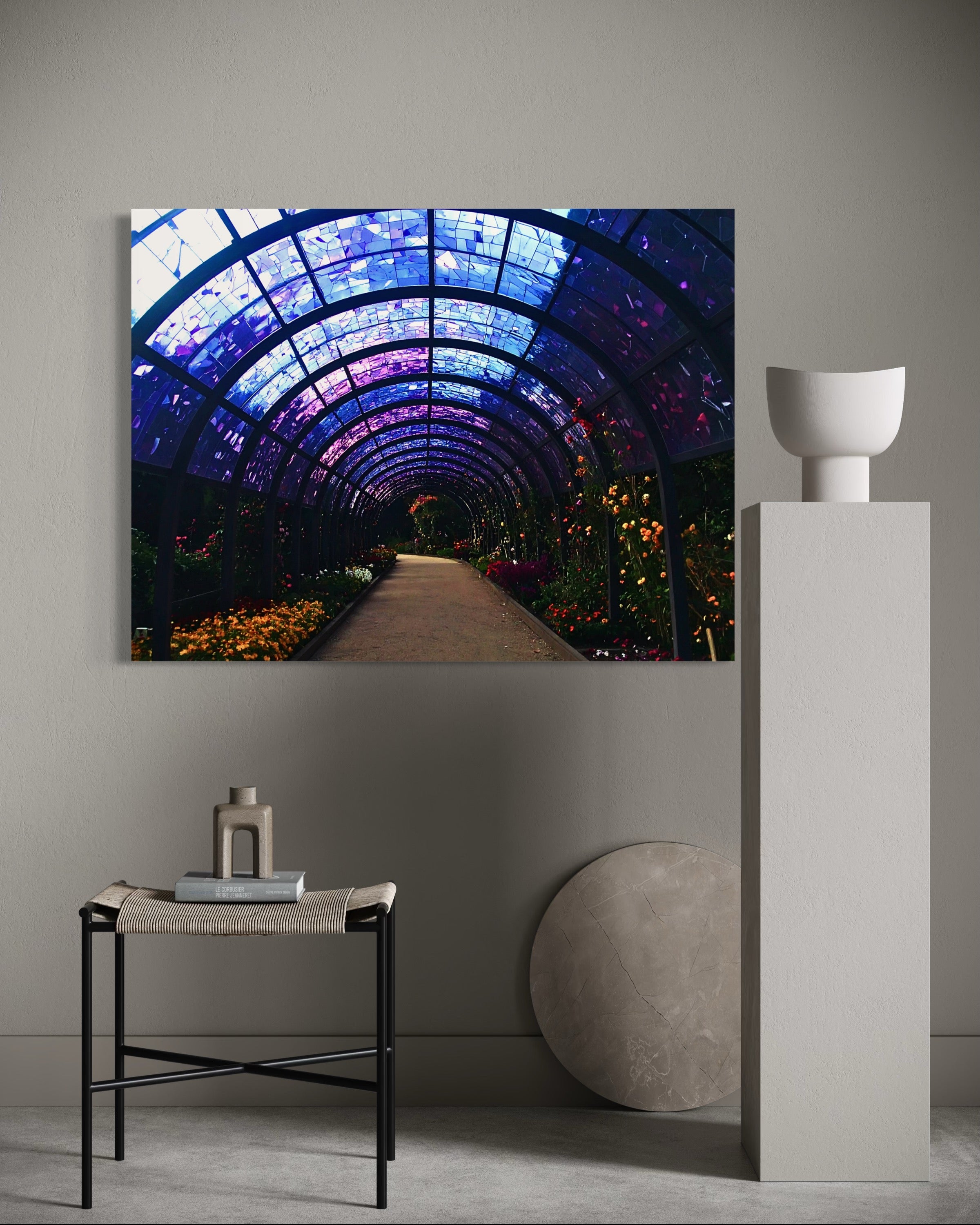 Fall Botanical Garden with Mosaic Stain Glass Ceiling Museum Print