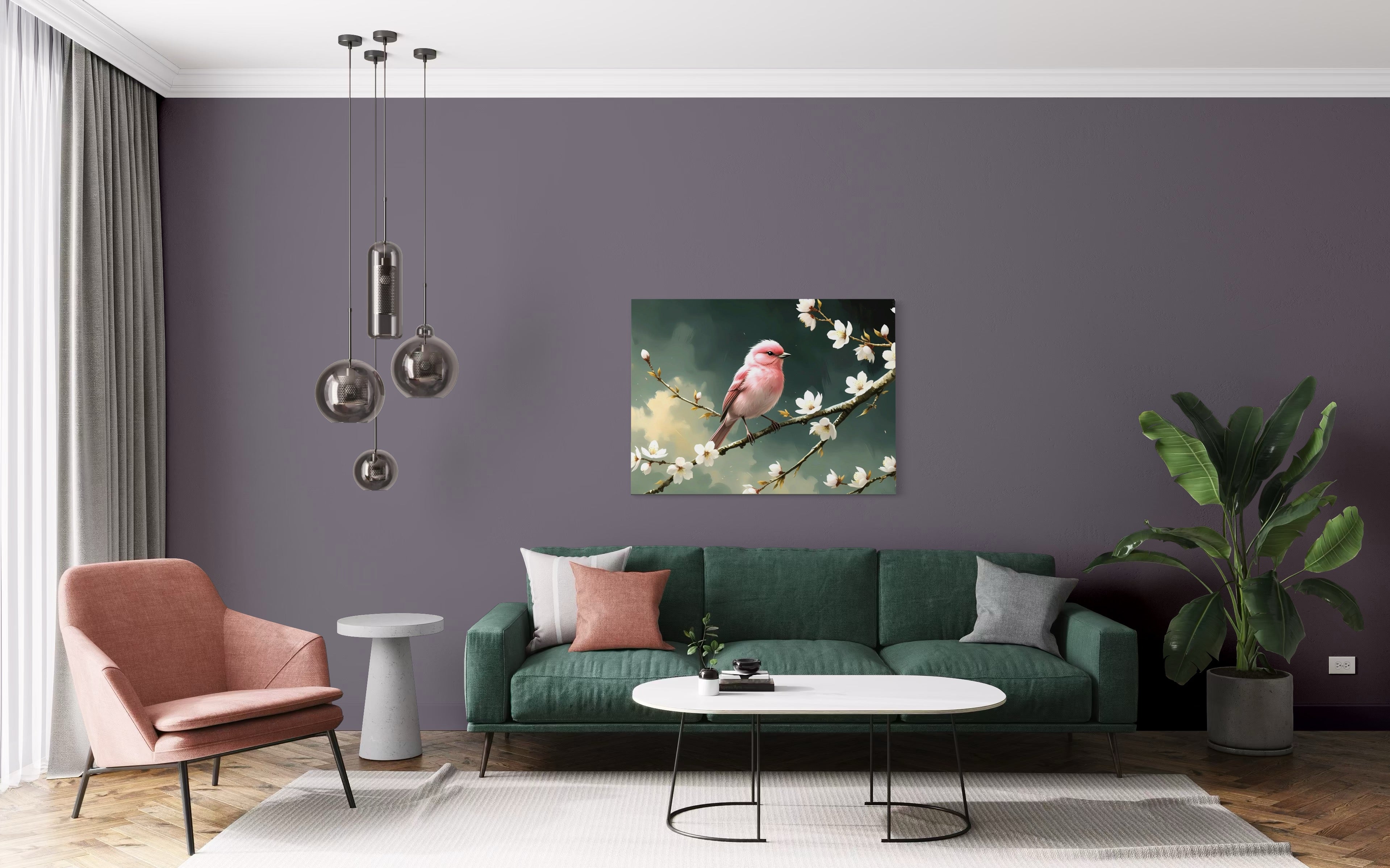 Bubblegum Bird with Blossoms Museum Print