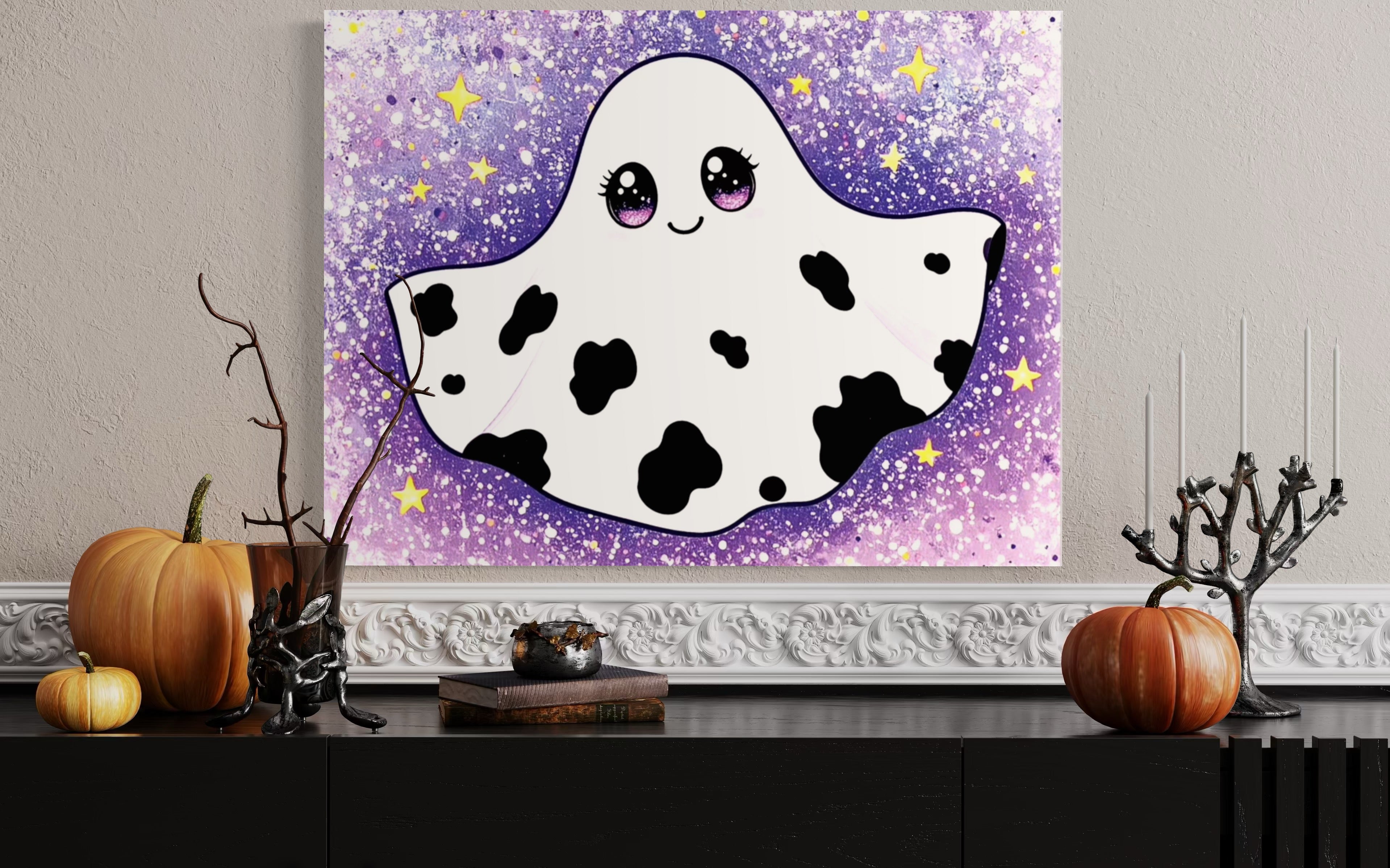 Cow Print Ghost Girl Cutie on Glitter
