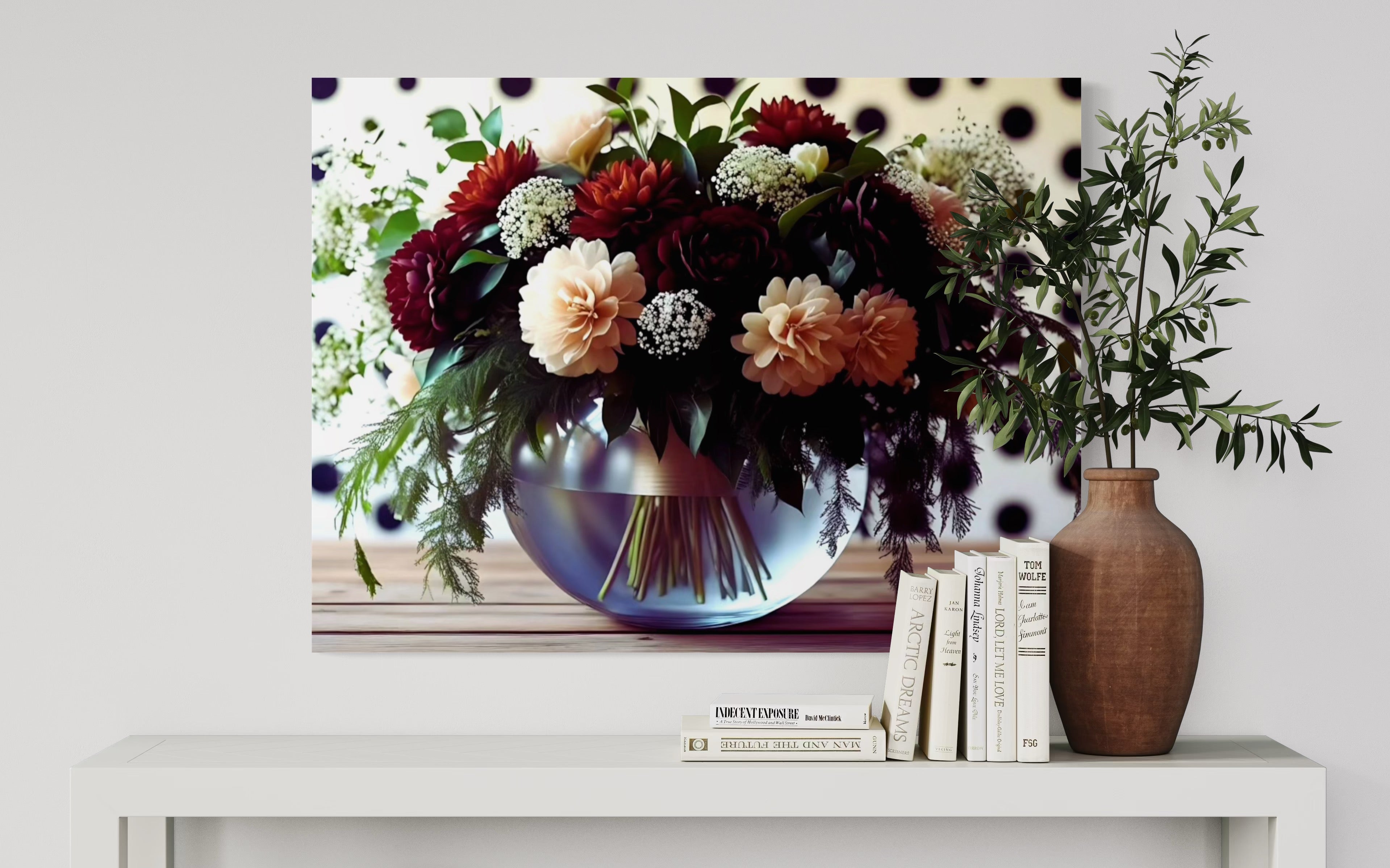 Fall Floral Design on Polka Dots