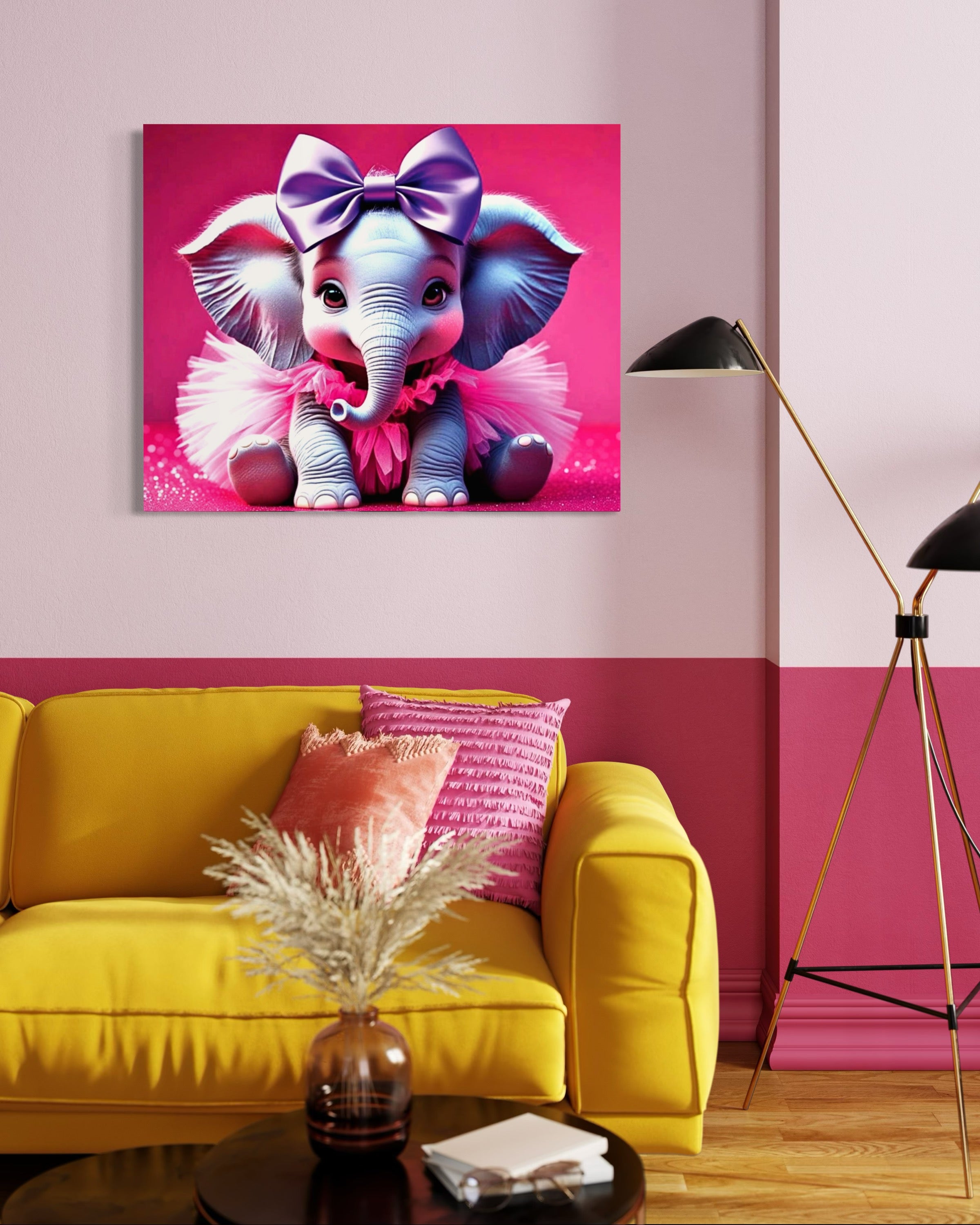 Baby Girl Elephant with a tutu and Bow Museum Print