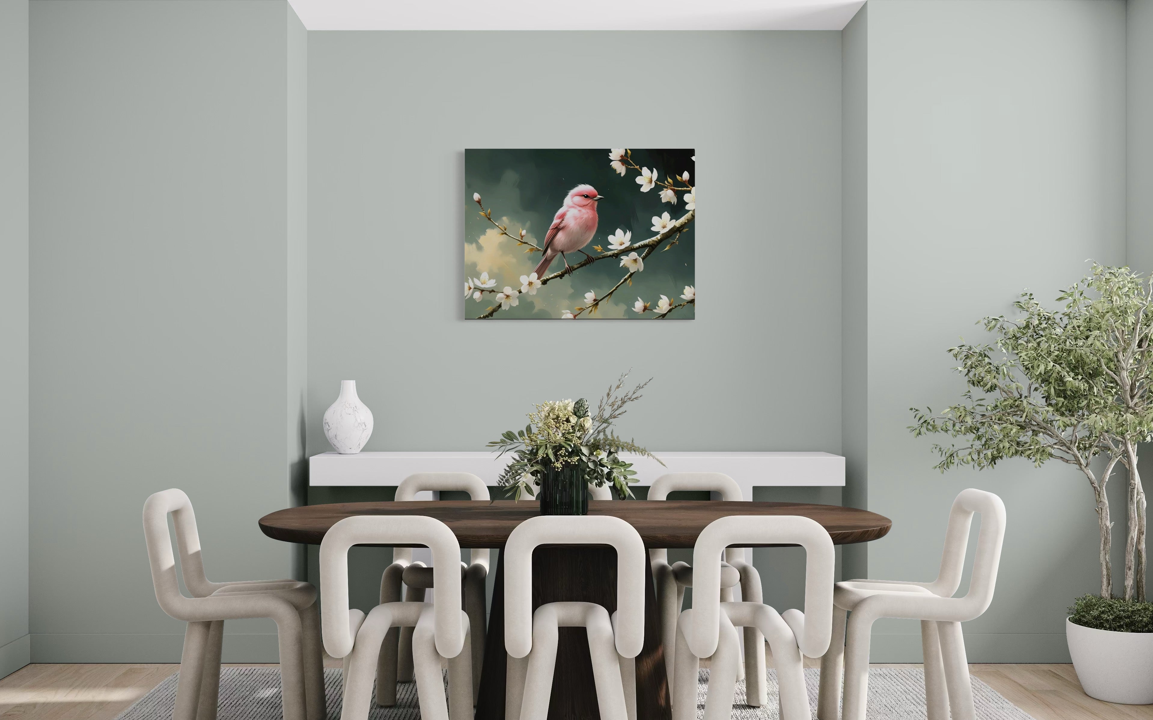 Bubblegum Bird with Blossoms Museum Print