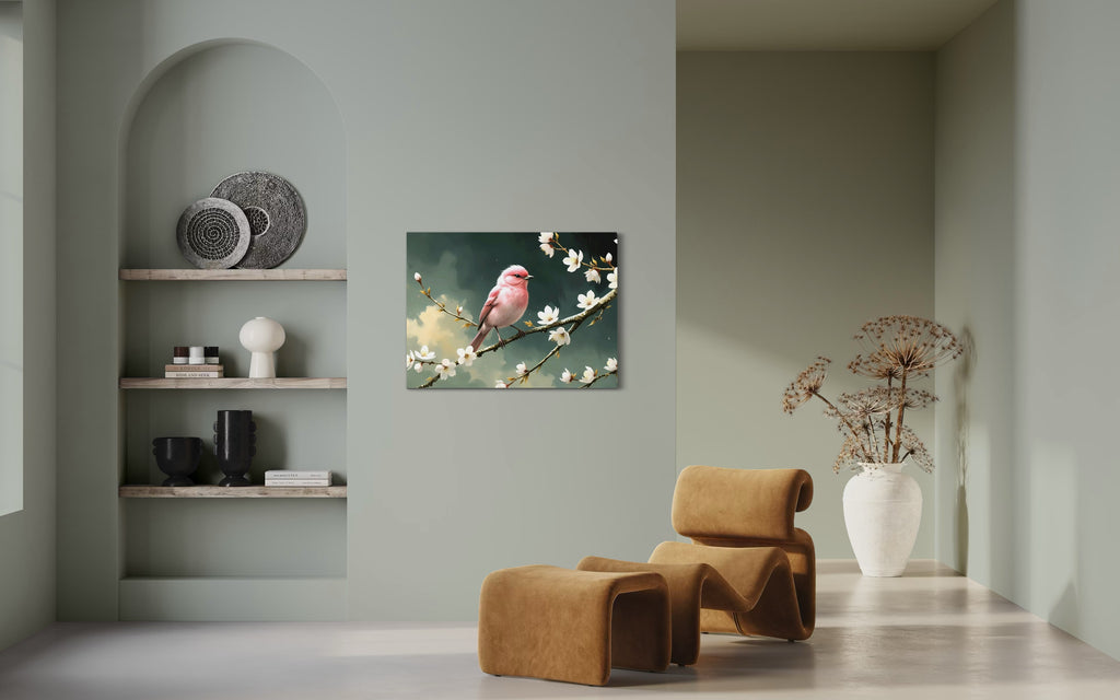 Bubblegum Bird with Blossoms Museum Print