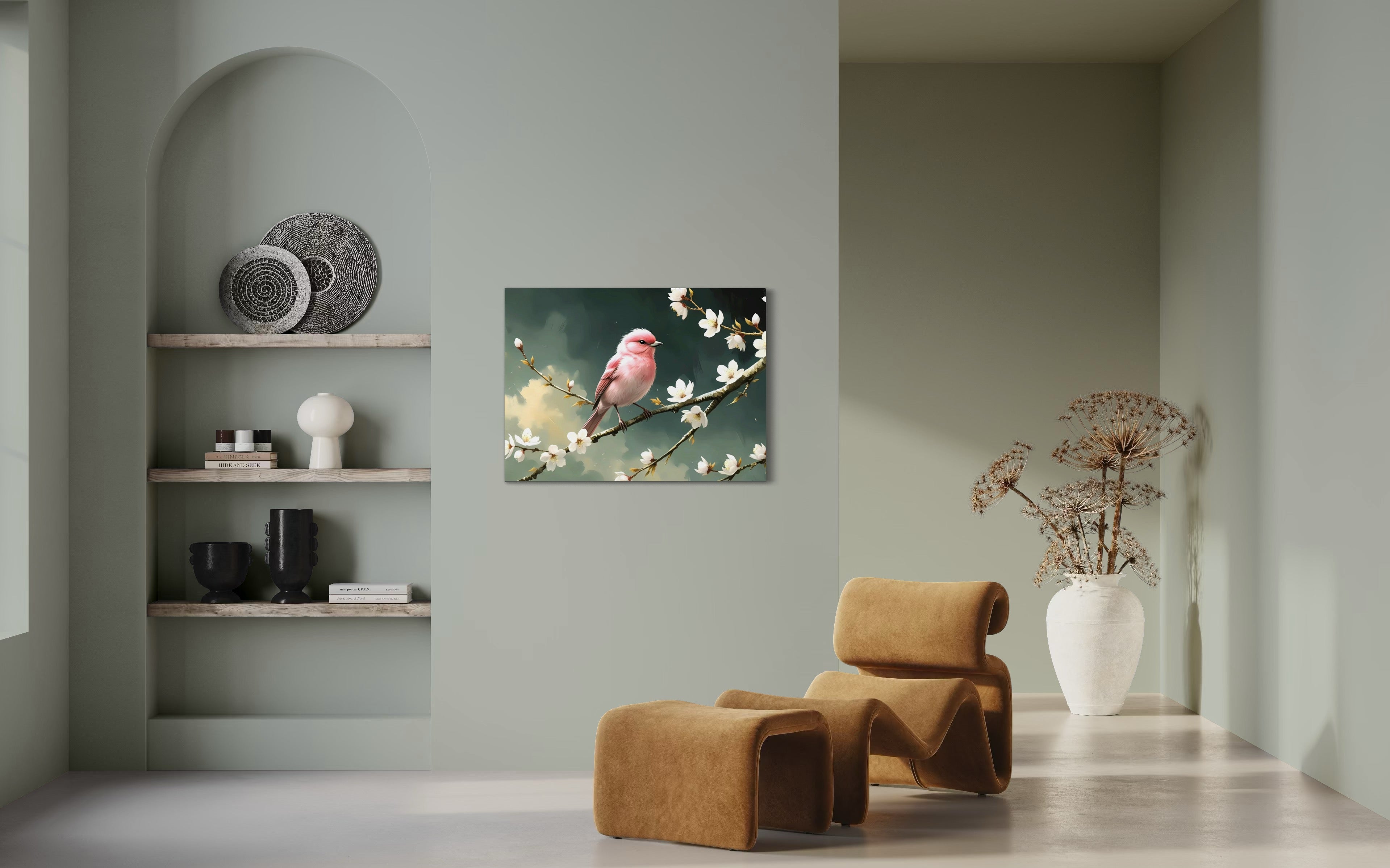 Bubblegum Bird with Blossoms Museum Print